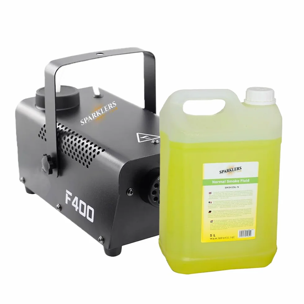 Macchina per fumo + liquido per fumo, 5 litri, potenza 400 Watt, flusso molto buono, tempo di riscaldamento rapido, serbatoio 0,3 litri, facile da trasportare, ideale per DJ