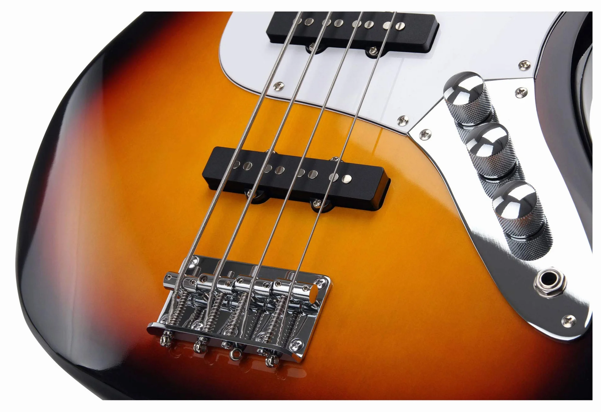 Rocktile Fatboy II SB E-Bass Sunburst - Jazz-Style E-Bass - 2 Single Coil Pickup - Corpo: Tiglio - Tastiera: Palissandro - Mensola: 34" Longscale - Sunburst