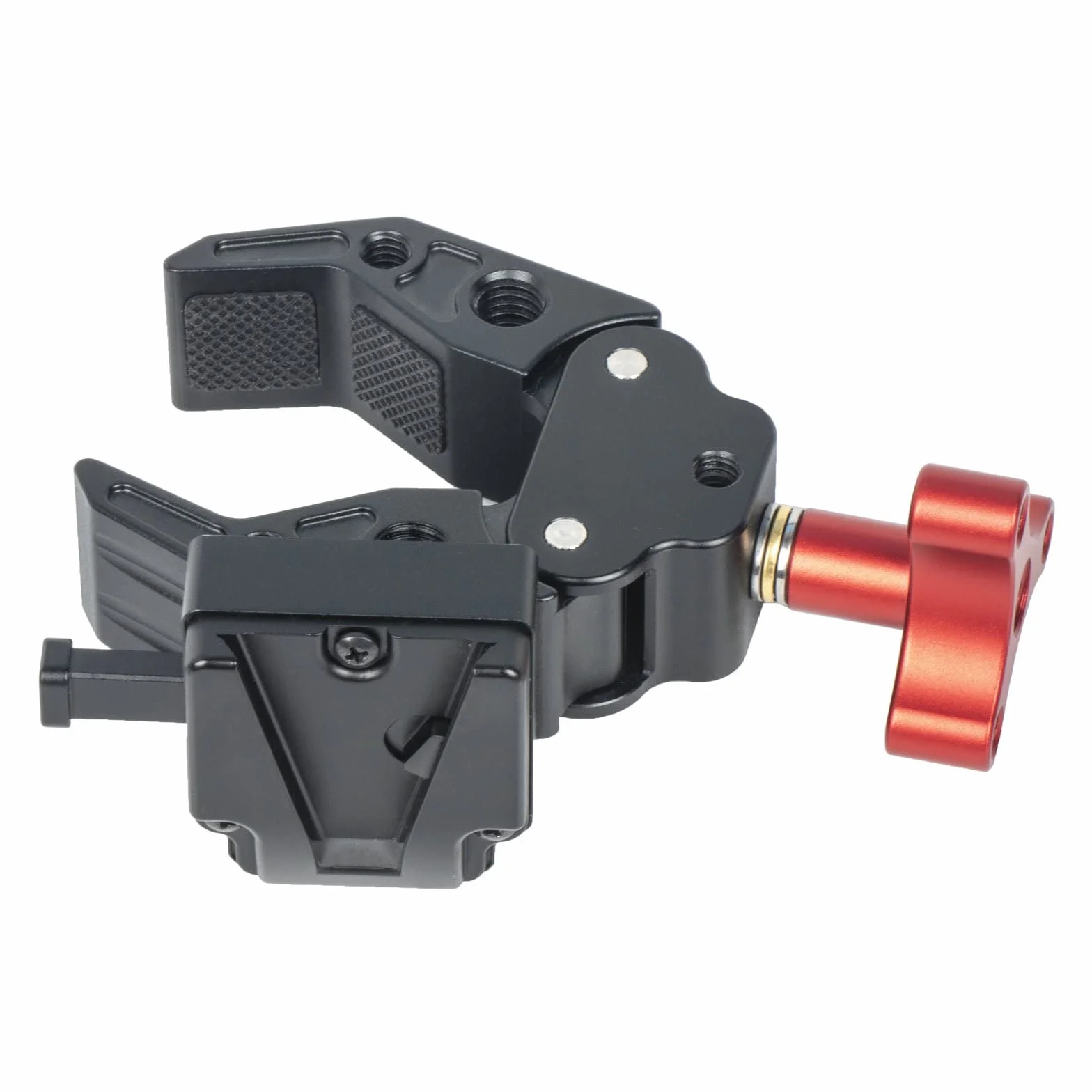 Came-TV - Morsetto per batteria con montaggio a V, ampio angolo aperto e struttura solida, con fori per viti da 1/4 e 3/8" di montaggio su supporto o treppiede