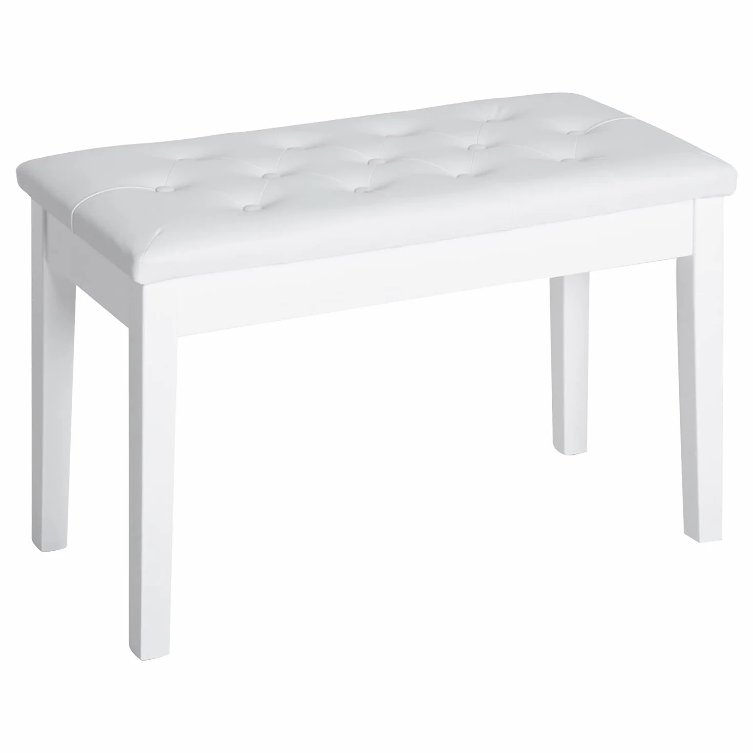 HOMCOM Sgabello Pianoforte Professionale con Vano Portaoggetti Ecopelle, Legno 76 × 36 × 50cm Bianco