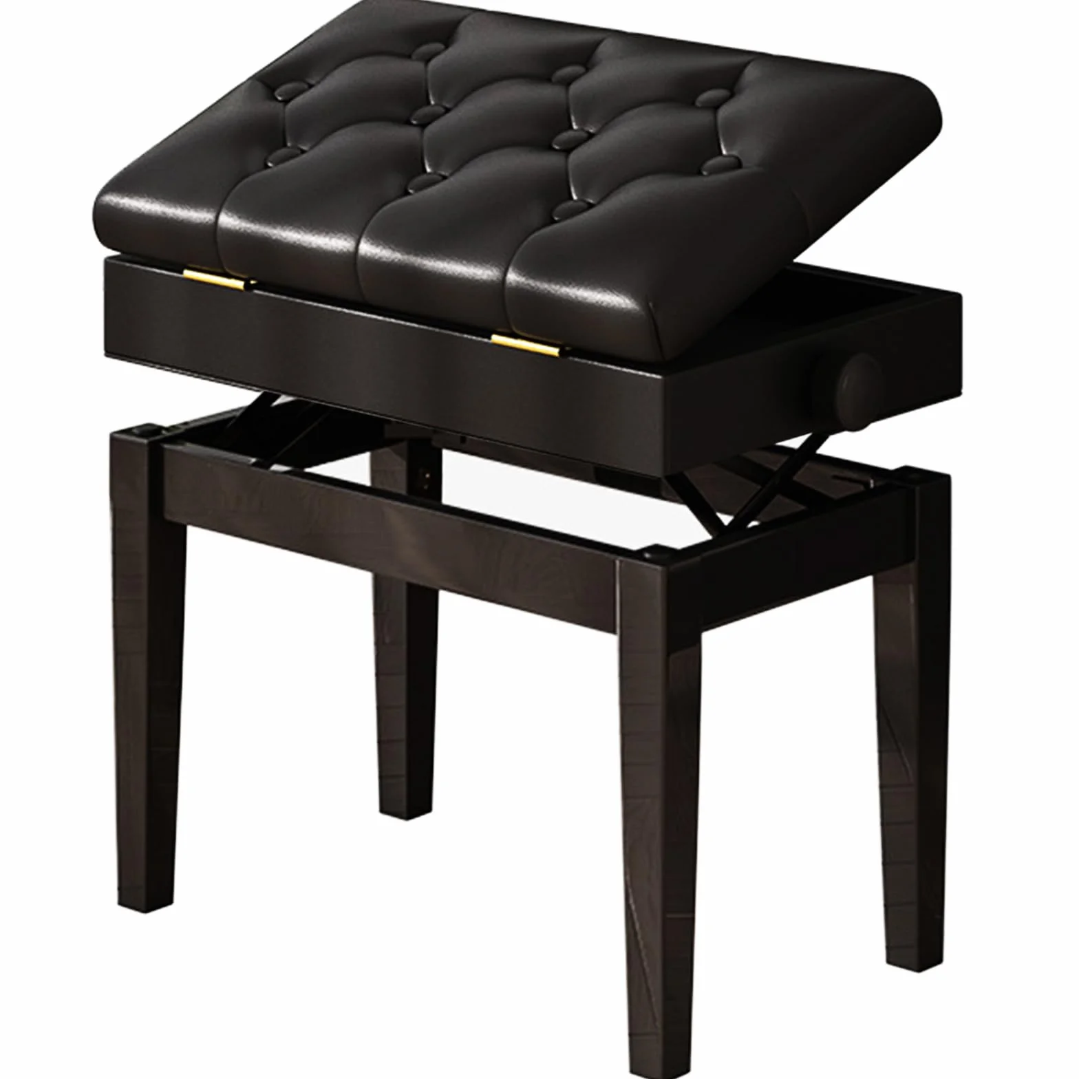 Sgabello per Pianoforte con Altezza Panca per Pianoforte, Sedile Regolabile per Pianoforte con Vano Portaoggetti Sgabello da Toeletta per Spartiti di Musica e Altri Accessori Nero