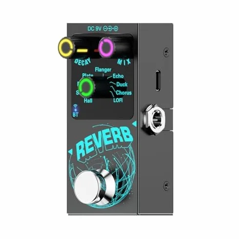 Pedale effetto Hall digitale per chitarra e basso, 9 modalità di riverbero incorporate, True Bypass, Decay regolabile e manopole Wet/Dry, controlli illuminati, Wireless BT 5.4 Verbin