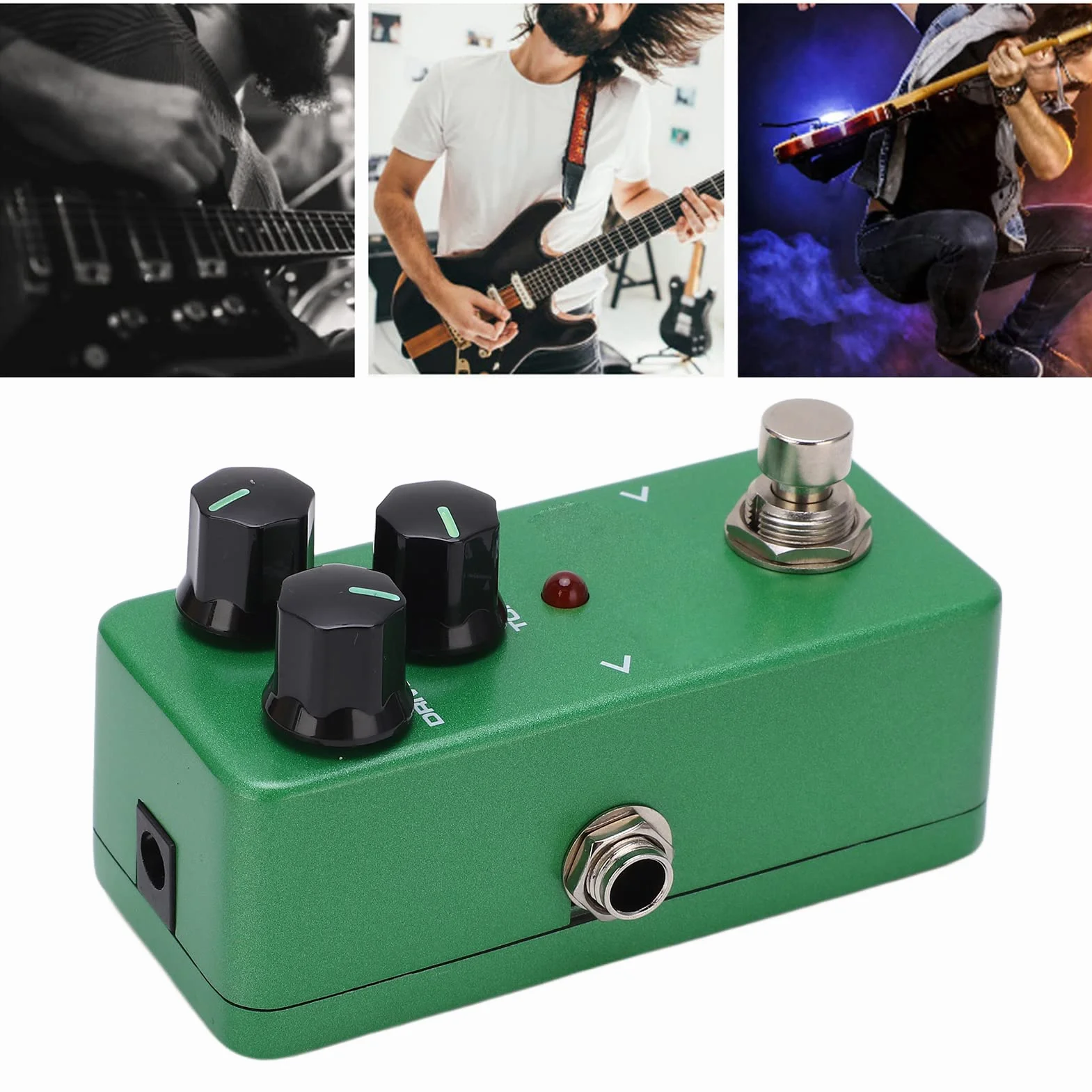Pedale Effetti per Chitarra Pedale per Chitarra Elettrica Interruttore Overdrive Effetti Sonori Mini Effetti Singoli Accessorio per Strumenti Musicali Regolabili Full Metal Shell Green