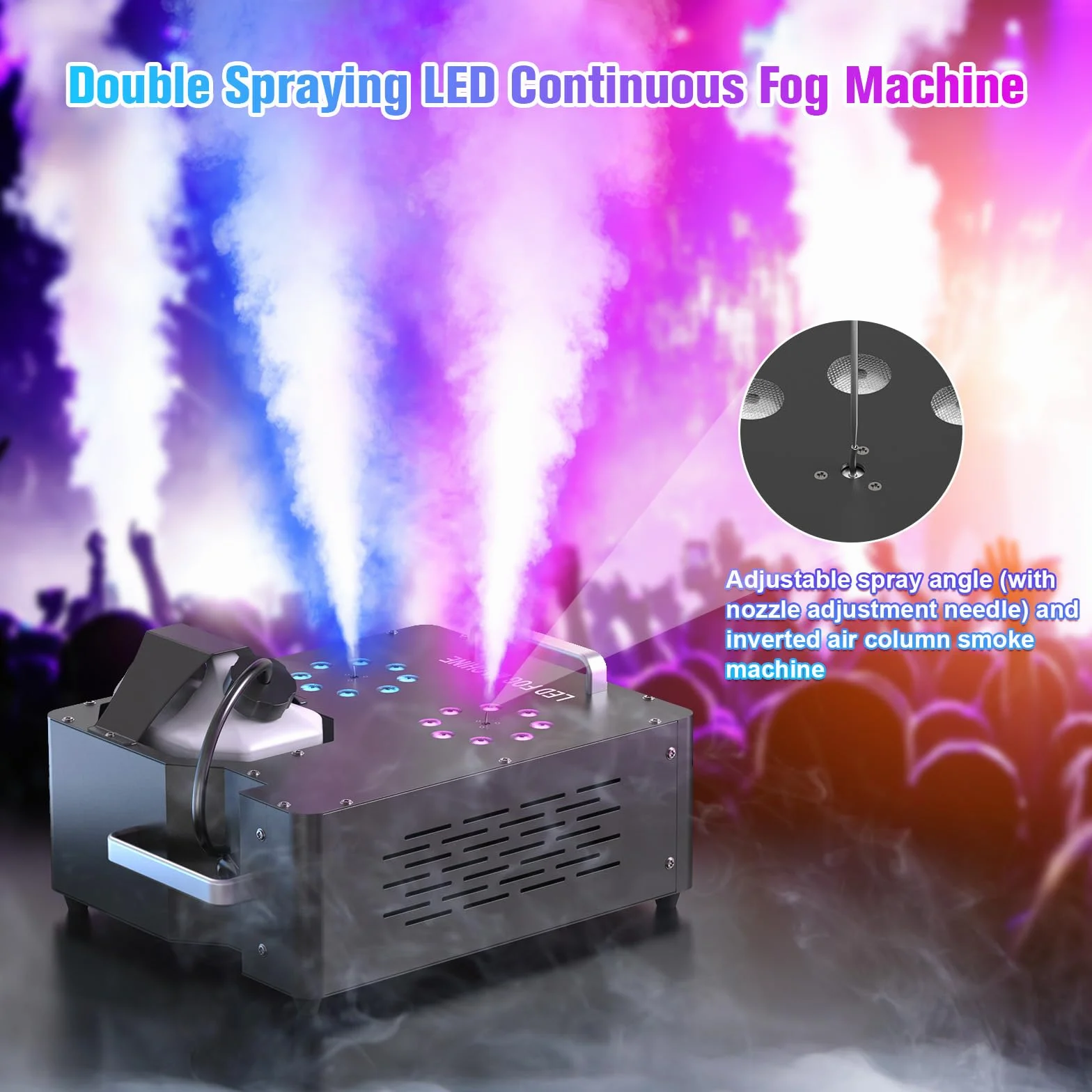 2000W Macchina del Fumo con 8+8 RGB Luci LED e Telecomando Wireless, Macchina Fumo Discoteca Fog Machine con Controllo d-mx512 per Halloween DJ Feste Nozze Natale e Effetti su Palco