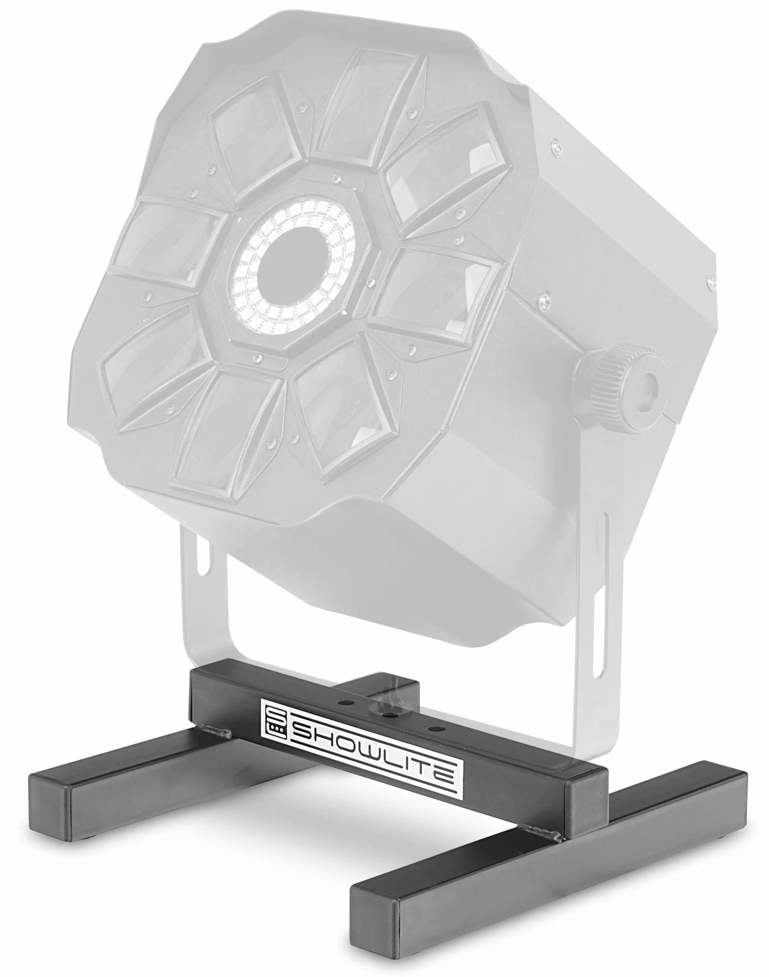 Set da 4 Showlite FLS-10 PAR Supporti da Terra per Luci (Supporti da terra per posizionare faretti, base 26 x 25,5 cm, altezza 6 cm, struttura robusta, impilabili) Nero