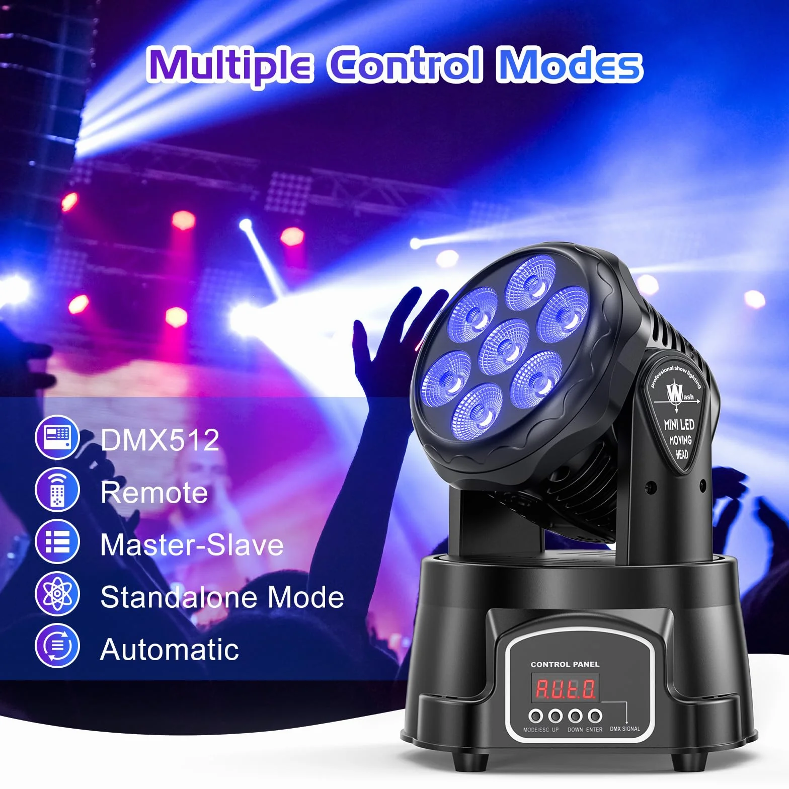 2PCS 7X15W Teste Mobili LED Luci dmx512 RGBW 4 in 1 Luci da Discoteca Palco Luce di Scena con Telecomando per Halloween Party Club Bar Casa Feste