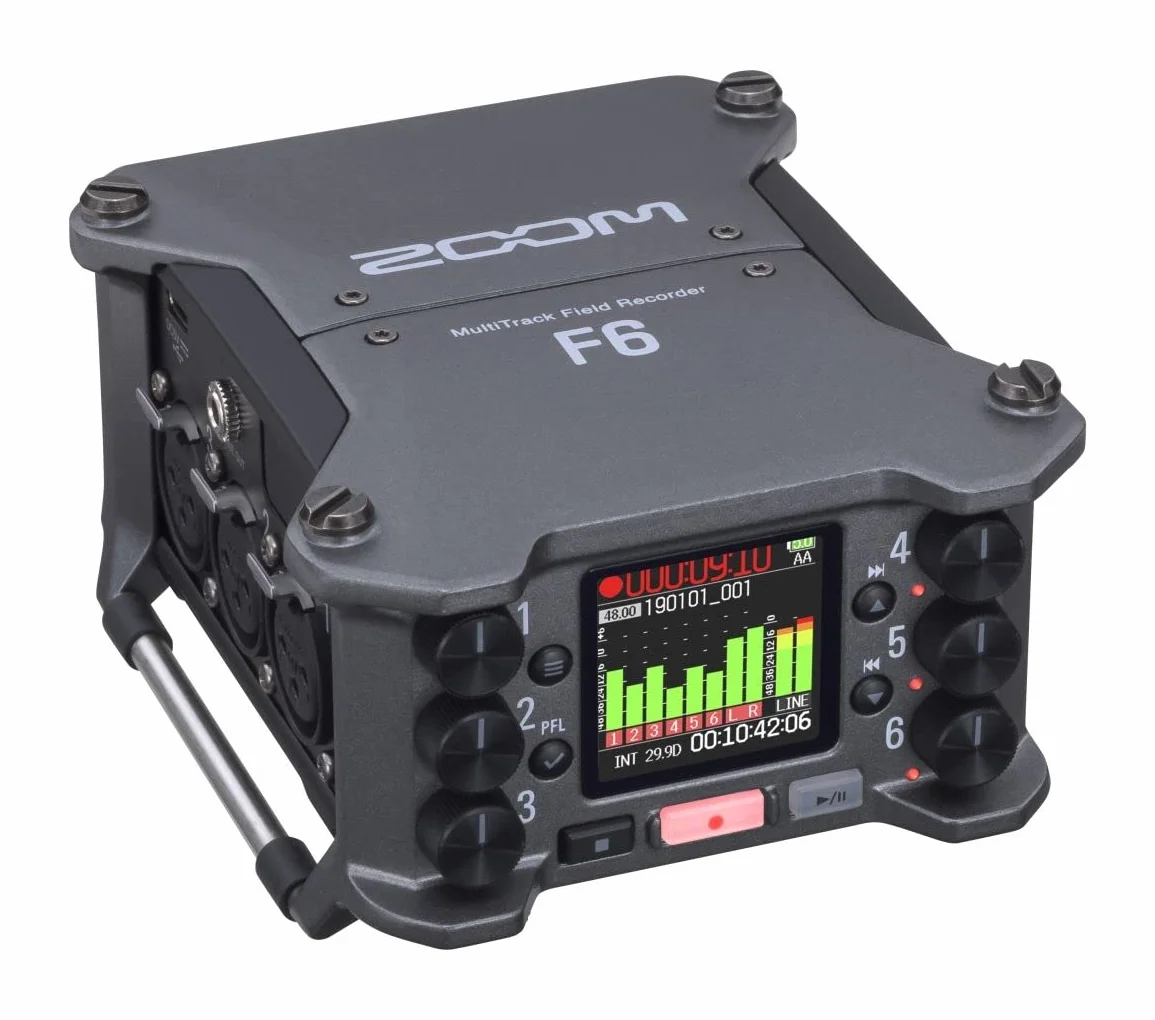 Zoom - F6 - Field audio recorder a 6 canali, 6 ingressi XLR, Funzione AutoMix, Timecode - Tre tipi di alimentazioneRegistrazione SD o Interfaccia Audio 6-in/4-out (fino a 96KHz), Controllo remoto