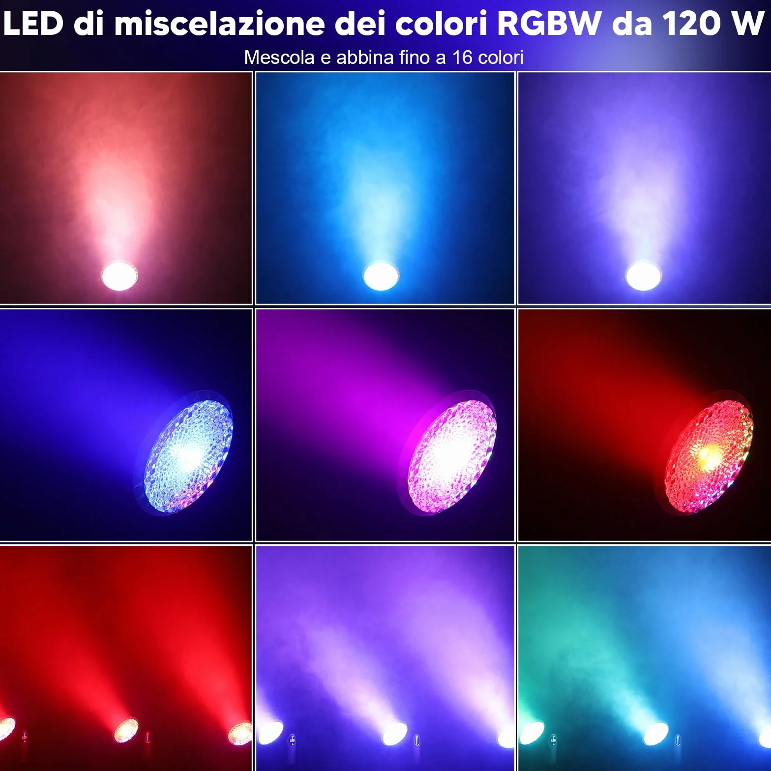 Betopper 120W Teste Mobili 4 in 1 Luci Discoteca Demon's Eye COB DMX512 Control Luci da palco Luce da palcoscenico per Matrimonio DJ Party Live Band Mostra