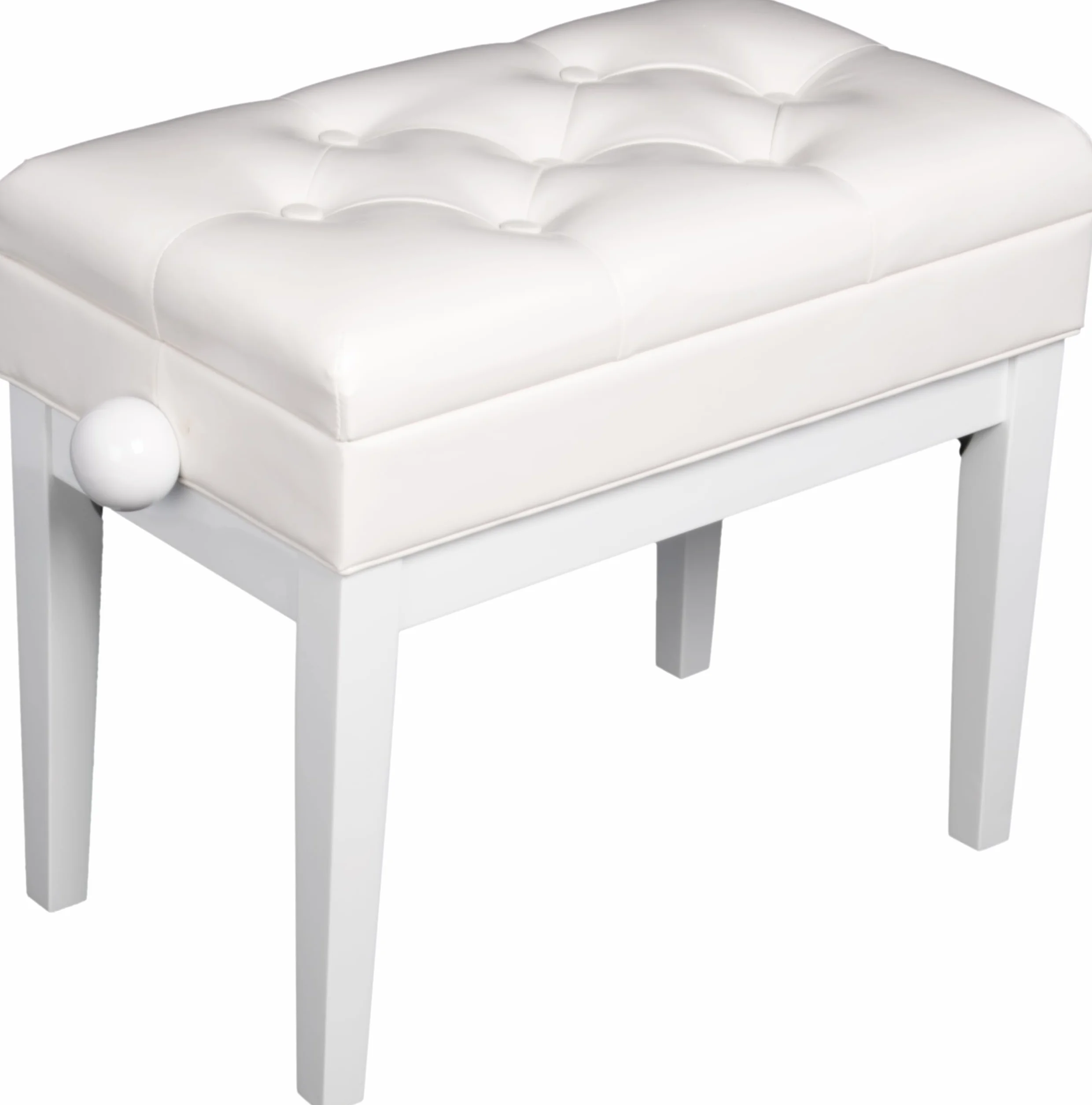 QUIK LOK - PB/106 WH L PANCA IN LEGNO PER PIANOFORTE Con Seduta Imbottita, Finitura Capitonné, Vano porta spartiti, Altezza Regolabile da 46 a 55 cm, Seduta 55 x 33 cm, in Ecopelle, Bianco Lucido