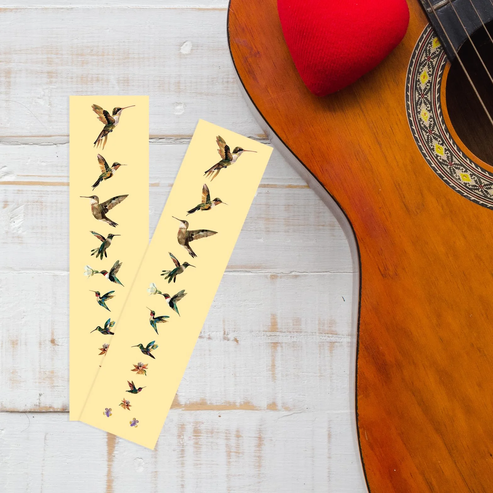 PLIGREAT 2 Pz Chitarra Decor Adesivi Chitarra Collo Adesivo Fai Da Te Chitarra Decor Uccelli Rimovibili Decalcomanie Fiori per Chitarra Acustica Decor Chitarra Musicale Basso Forniture