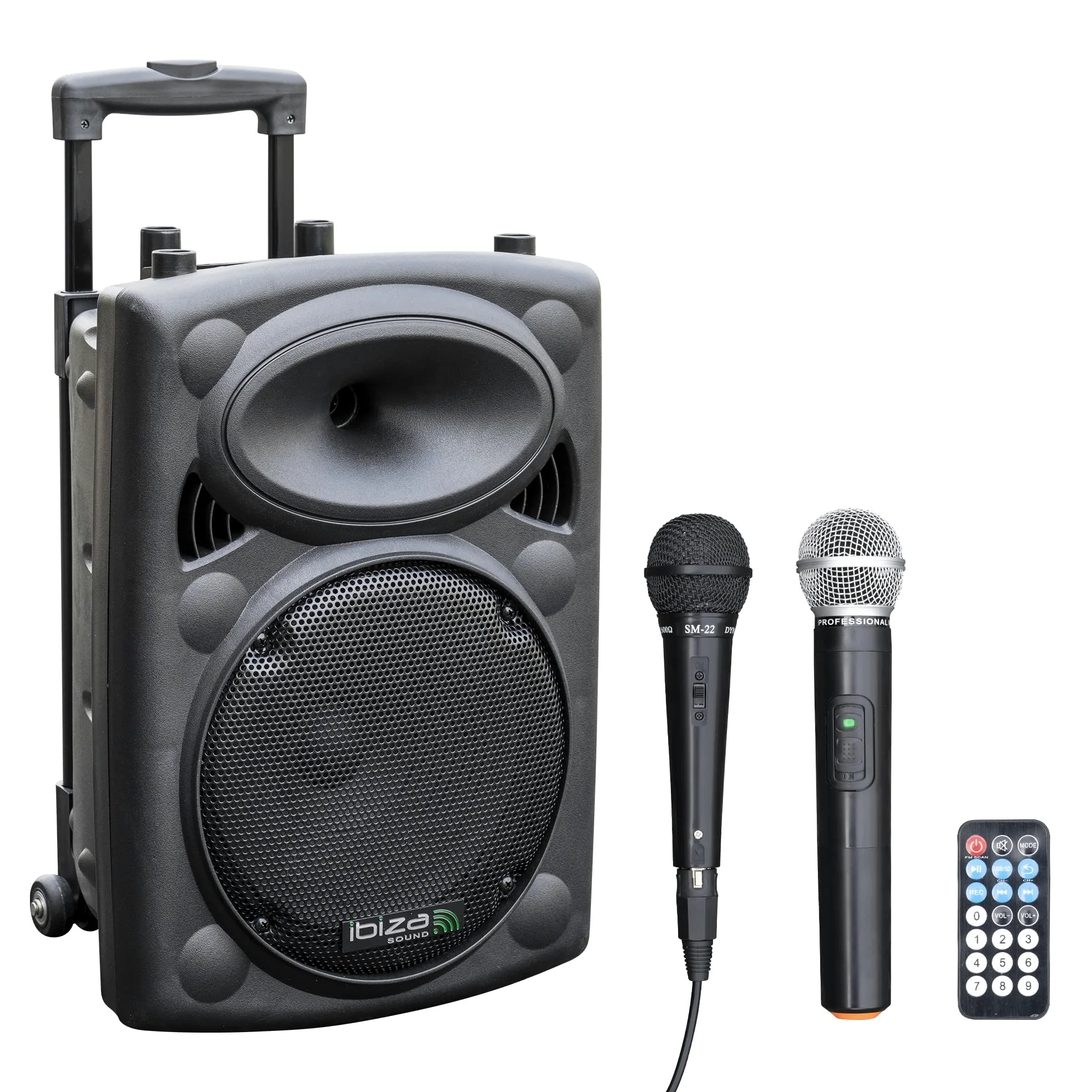 Ibiza PORT10VHF-BT Altoparlante PA Bluetooth 10" 25 cm 500 W 250 W RMS Karaoke 2 Microfoni VHF TWS USB SD Carrello