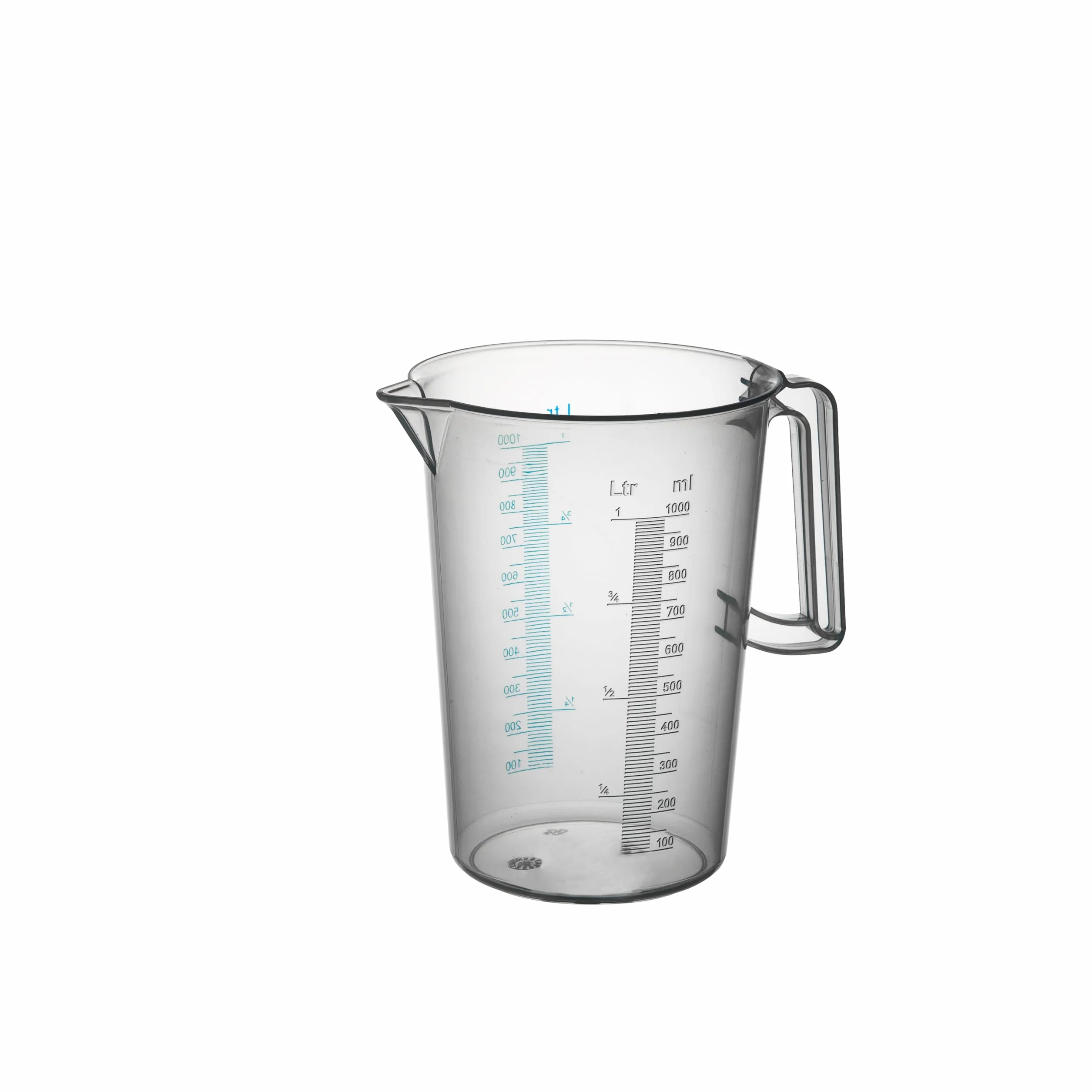 PIAZZA - Caraffa Graduata Professionale in Plastica con Manico Chiuso, Capacità 1L, Brocca per Acqua e Liquidi Alimentari - Misurino Graduato per Pesare Alimenti con Bilancia da Cucina, Made in Italy