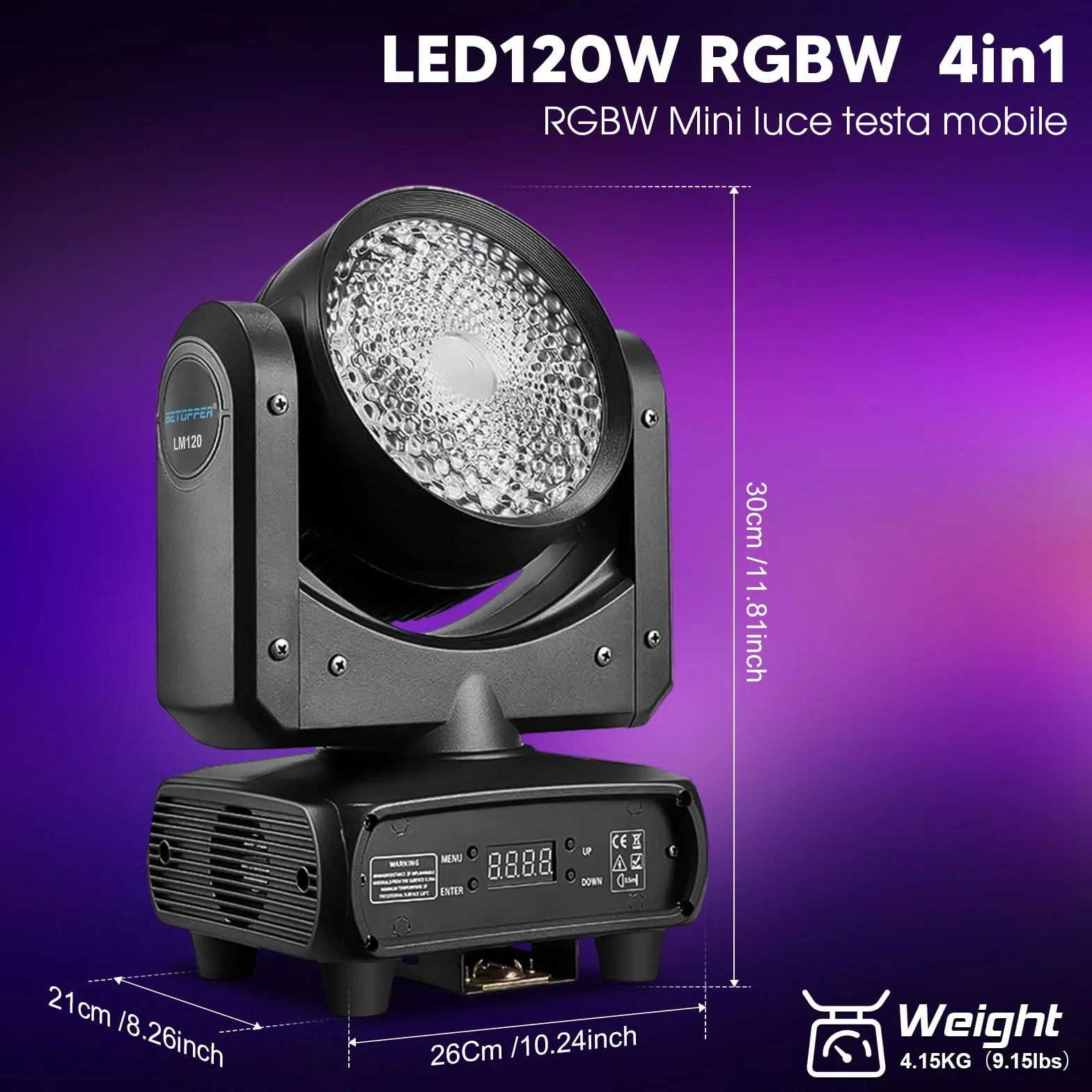 Betopper 120W Teste Mobili 4 in 1 Luci Discoteca Demon's Eye COB DMX512 Control Luci da palco Luce da palcoscenico per Matrimonio DJ Party Live Band Mostra