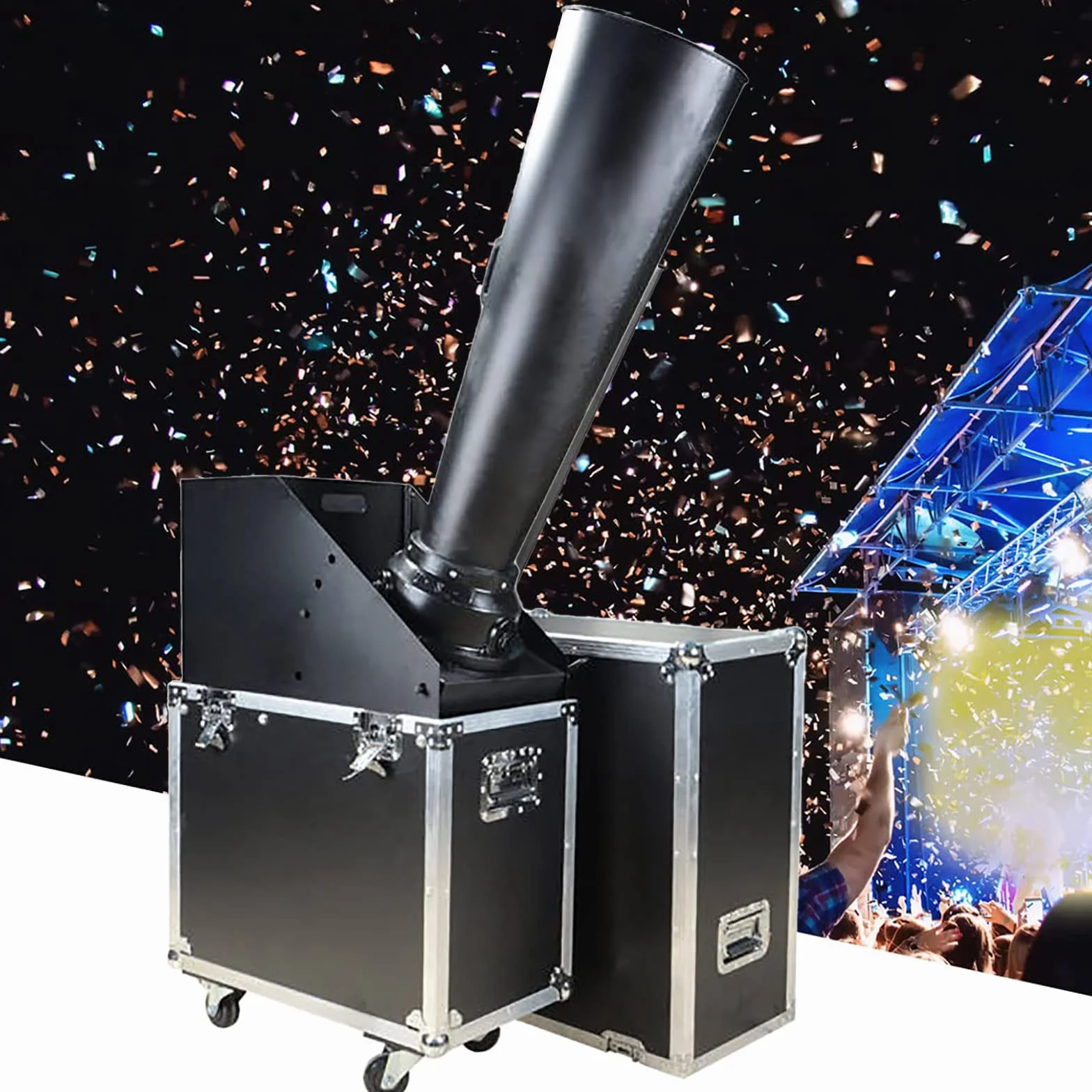 Co2 Confetti Cannon Machine Controllo manuale CO2 Coriandoli Blaster Machine con Flight Case Coriandoli Carta Macchina Arcobaleno Macchina Effetto Palcoscenico per Disco Nightclub Stage Party
