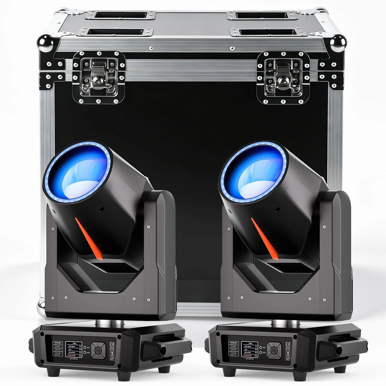 2PCS LED 380W con flight case Testa Mobile Luce di Festa RGBW 14 motivi 15 colori DMX512 Prisma Rotazione a 360° per matrimoni discoteca teatri giochi di luci
