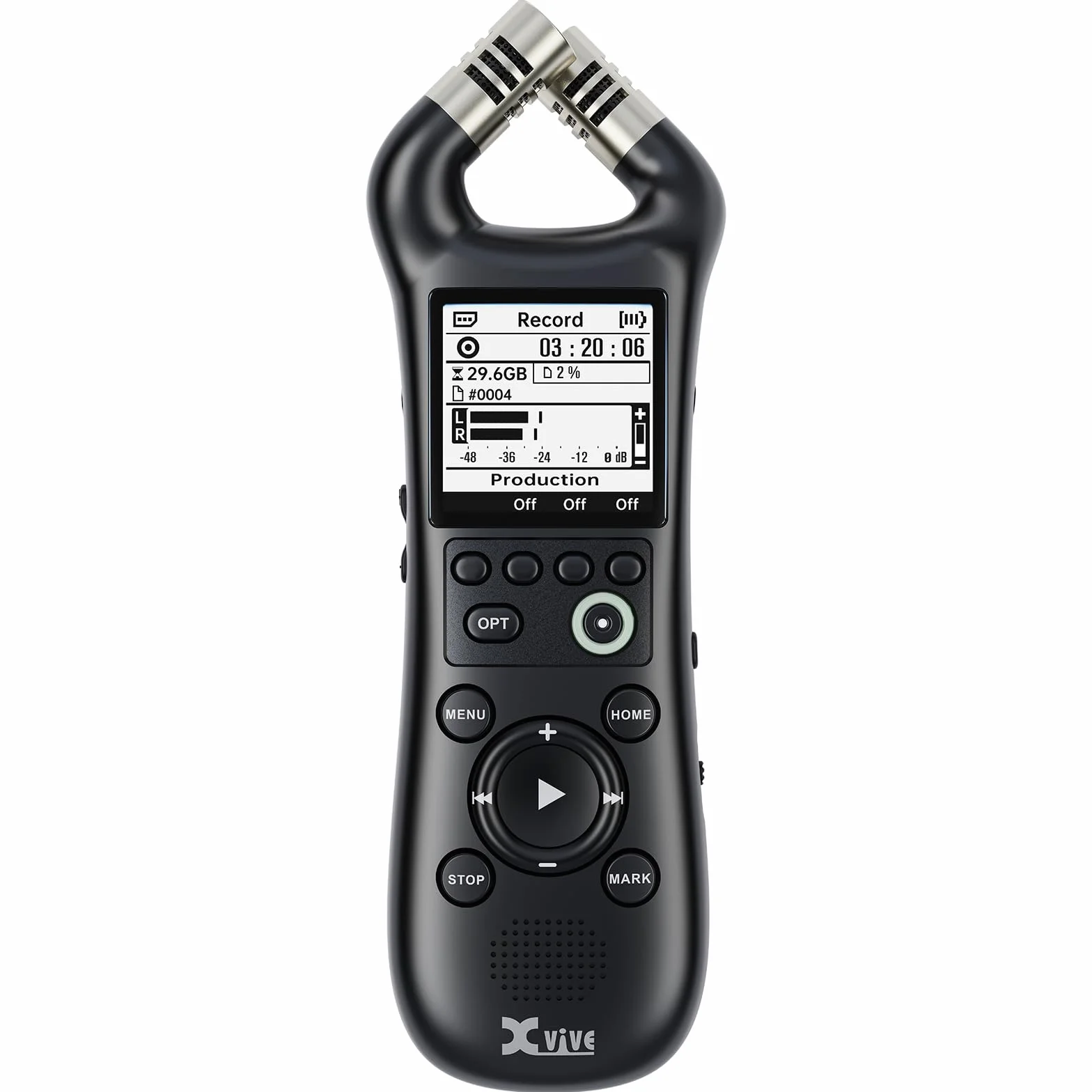 Xvive - XV1-R Registratore palmare digitale con microfoni integrati - registrazione wav mono stereo