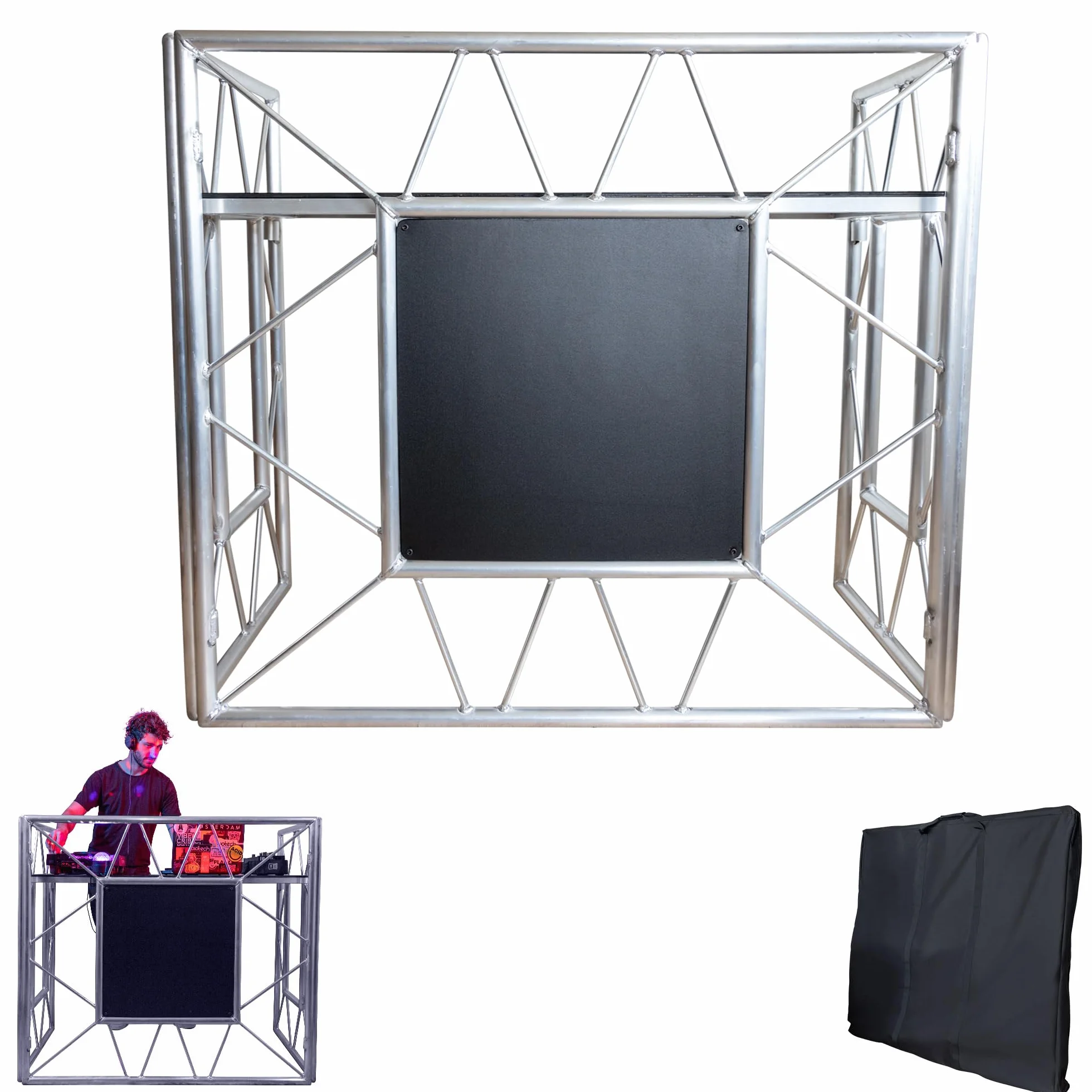 Stand De DJ | Table De DJ | Stand De DJ Portable Pour La Fête Ultime | Stand De DJ Pliable | Espace De Table Optimal Pour Tout Votre Equipement De DJ | Stand De DJ Avec Table Noire
