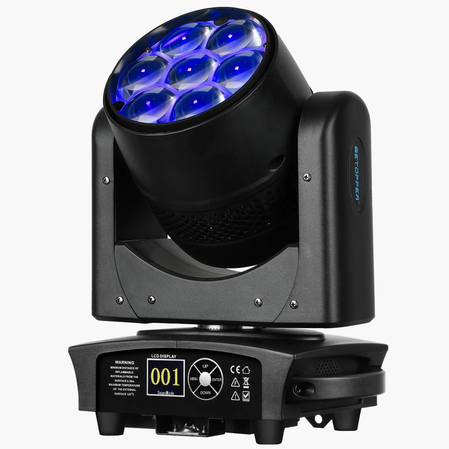 BETOPPER Teste Mobili 350W Luci Discoteca - Moving Head LED 7x40W RGBW Beam/Wash/Zoom Bee Eye - Luci Spot per Illuminazione da Palco con Attivazione Sonora per Party, Club, Bar, e Casa