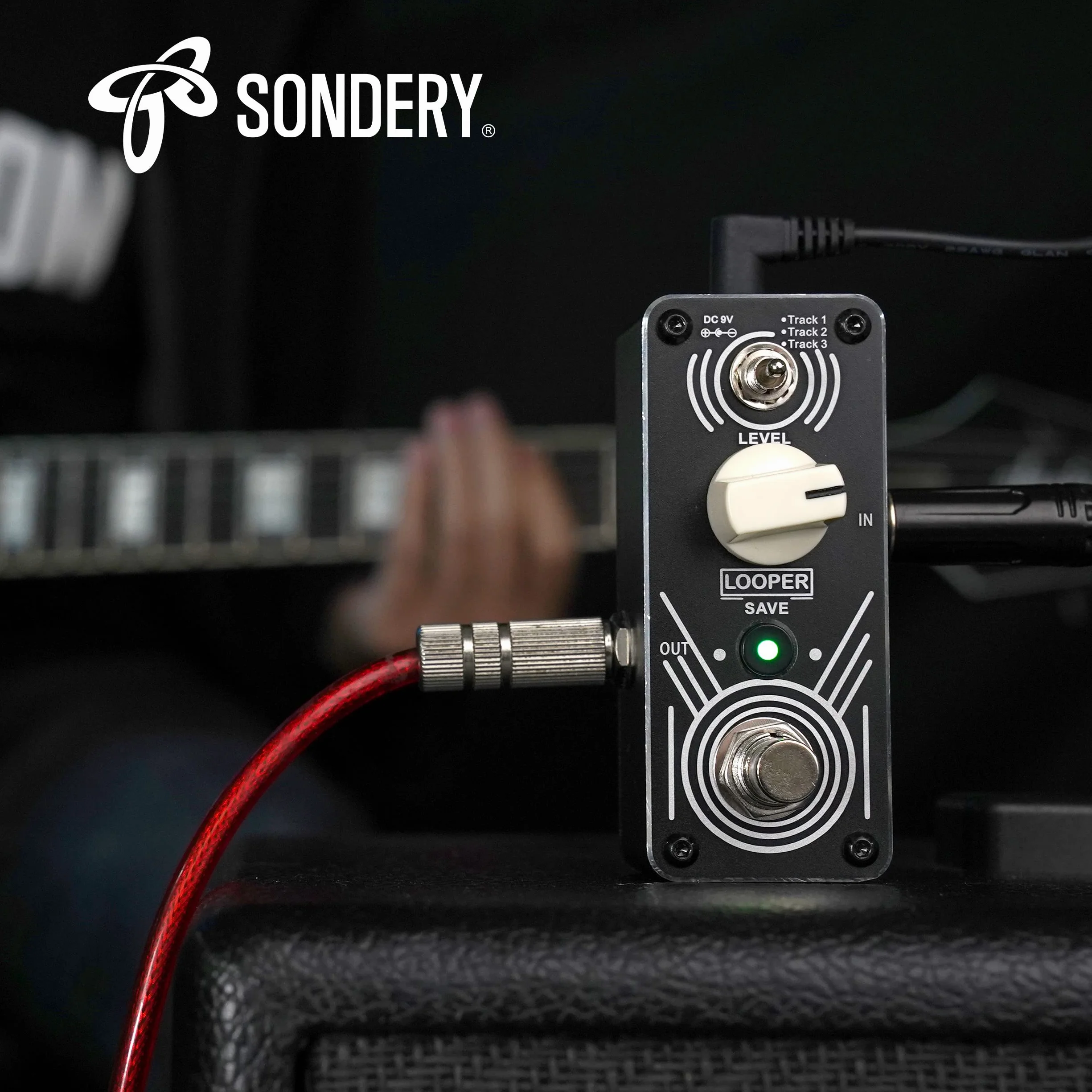 Sondery Pedale triplo Looper, accesso al caricamento/download di file musicali da/a 3 tracce tramite cavo USB chiuso, ogni traccia 30 minuti di tempo di looping, pedale loop illimitato sovraincisioni