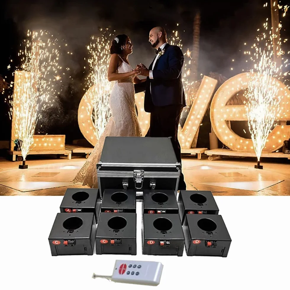 Macchina Per Fuochi D'Artificio A Freddo,Mini Macchina Per Fuochi D'Artificio A Freddo, Pirotecnica A Distanza Senza Fili Ricevitori 8/12 Sistema Di Fontana Per Attrezzature Da Palcoscenico,8Cues