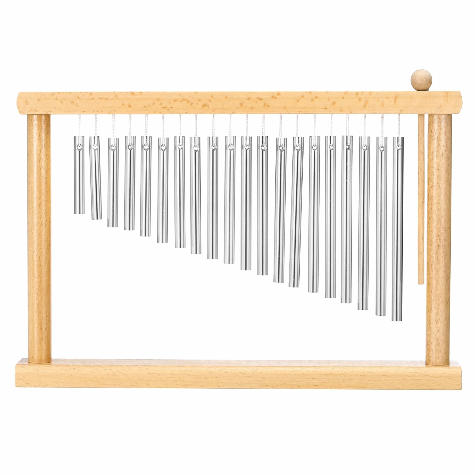 sourcing map 20 note Chime Bar Table Top Wind Chimes Music Percussion Instrument with Mallet for Relaxing Meditation Office Decoration (argento)