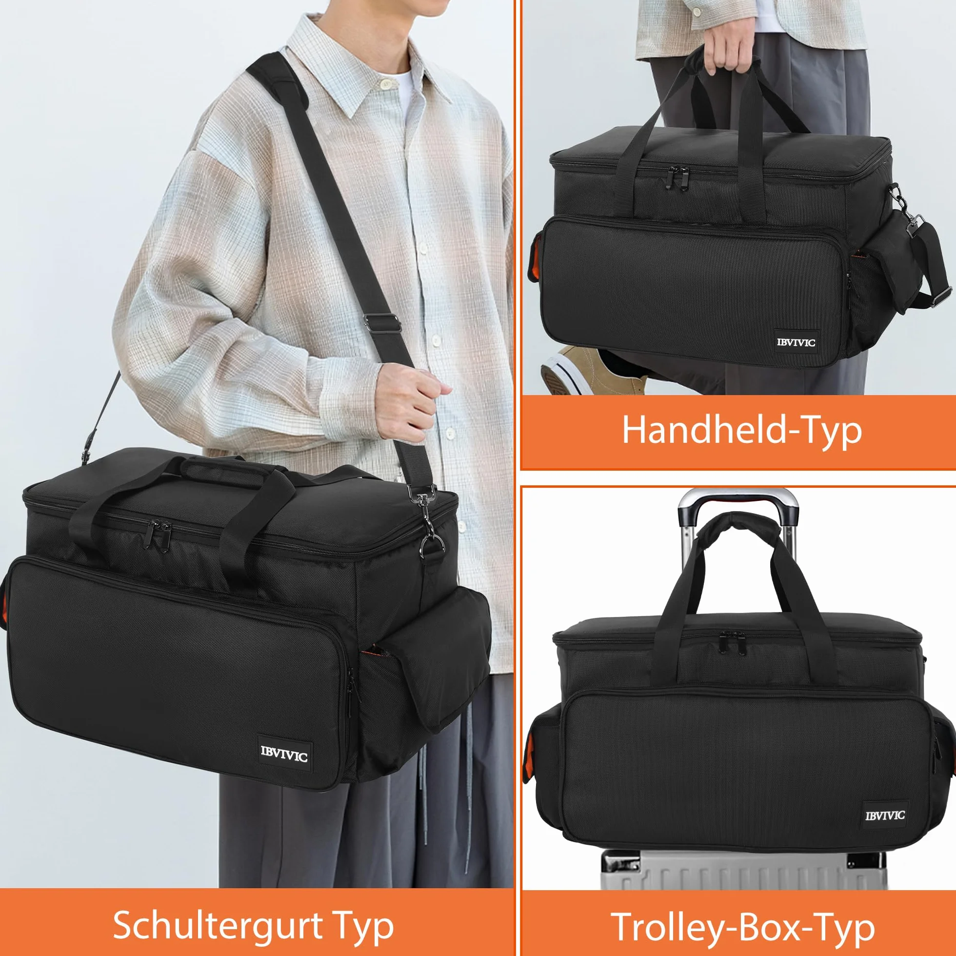 OUUTMEE Borsa per DJ, borsa portacavi, per attrezzatura musicale, 50 x 30 x 30 cm, fondo imbottito rimovibile e divisori, per attrezzatura DJ professionale, strumenti musicali e accessori