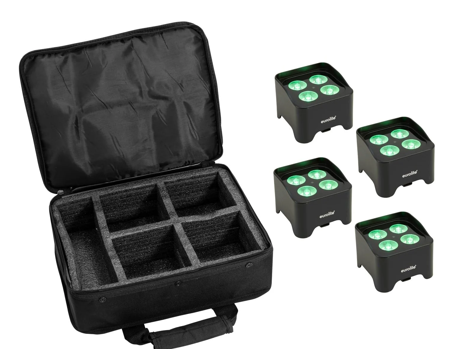 EUROLITE Set 4x AKKU Mini UP-4 QCL Spot MK2 + Soft bag