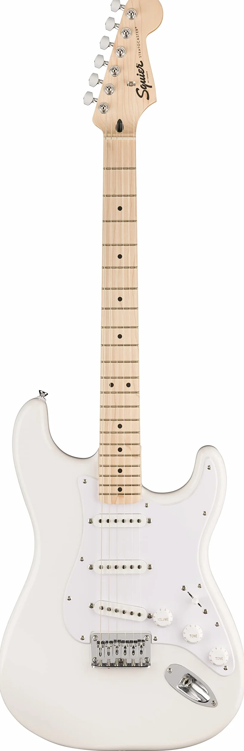 Squier by Fender Sonic Stratocaster HT – Chitarra Elettrica, Maple Fingerboard, Arctic White, Pickguard Bianco, Include Lezioni Fender Play