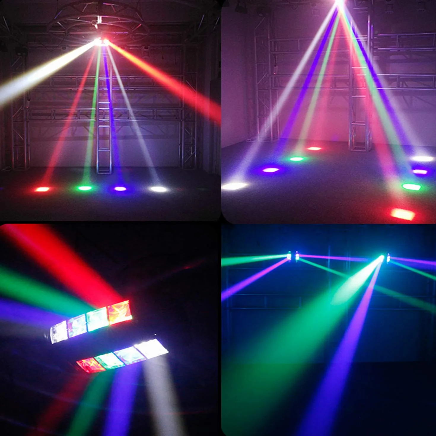 Luci dell'arcobaleno della discoteca, luci del partito della testa mobile della fase di 8 LED, luce del fascio di spazzatrice del ragno attivata suono