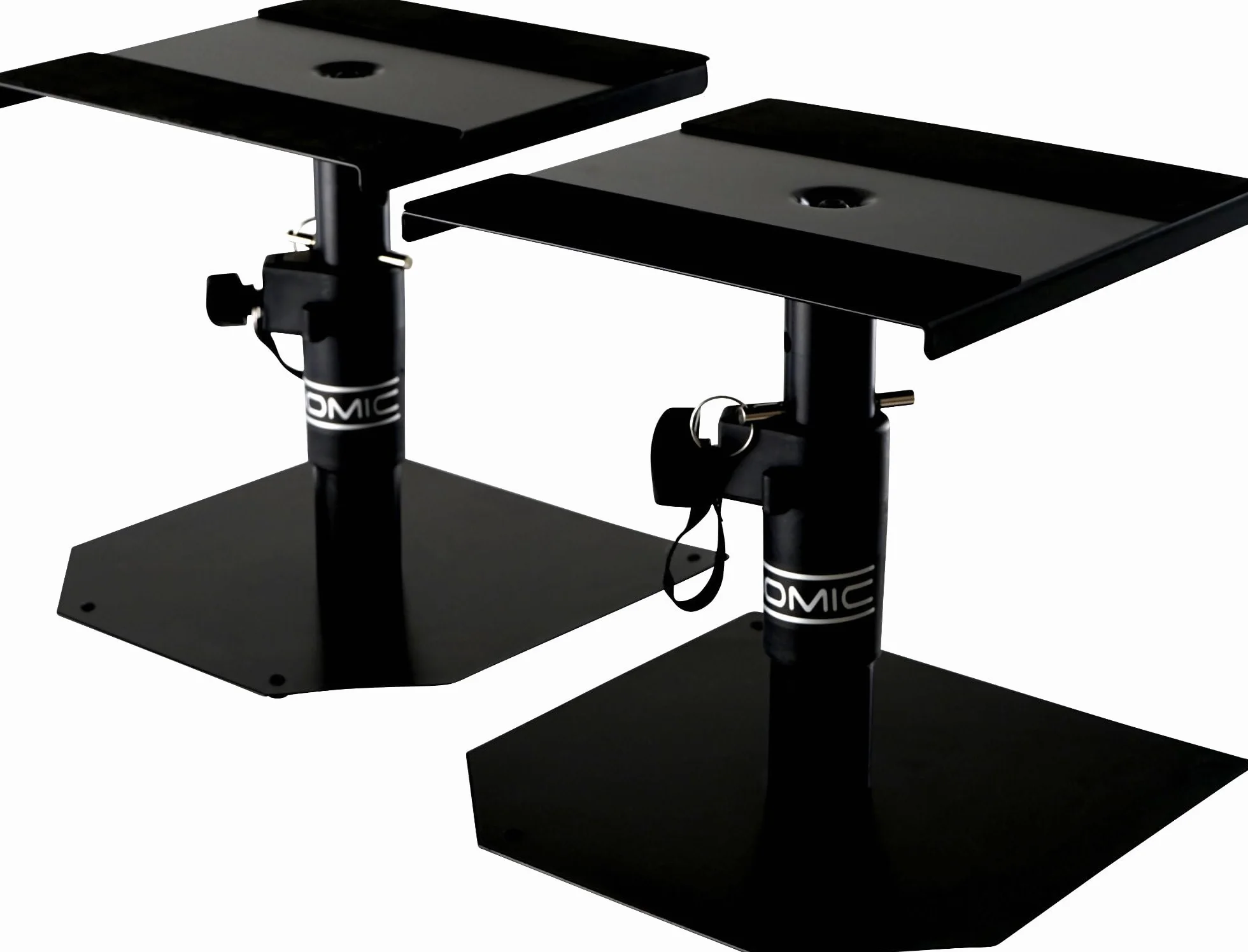 Pronomic SLS-15 Supporti da Tavolo per Monitor da Studio (2 supporti robusti per casse da studio, design basso, regolabile in altezza da 18,5 cm a 27,5 cm, superficie con strisce in gomma piuma) Nero