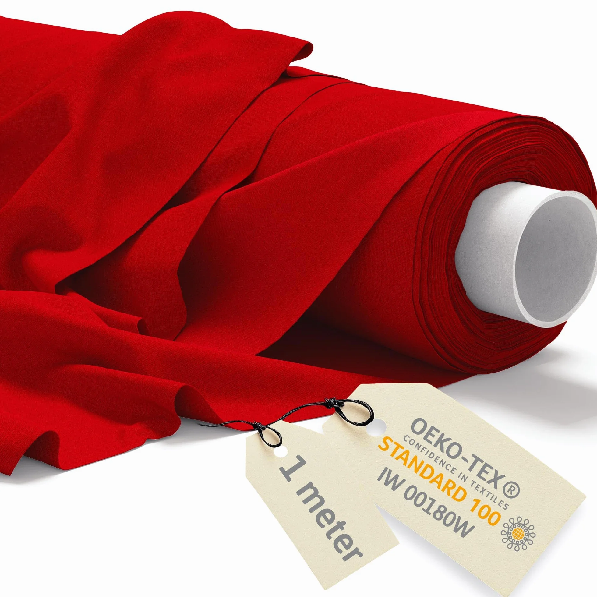 DreamRoots Stoffa cotone al metro 1Mx160cm 145 g/m² - Tessuti per tende a metro da interno, cucito creativo - Tessuto a metraggio, Rosso