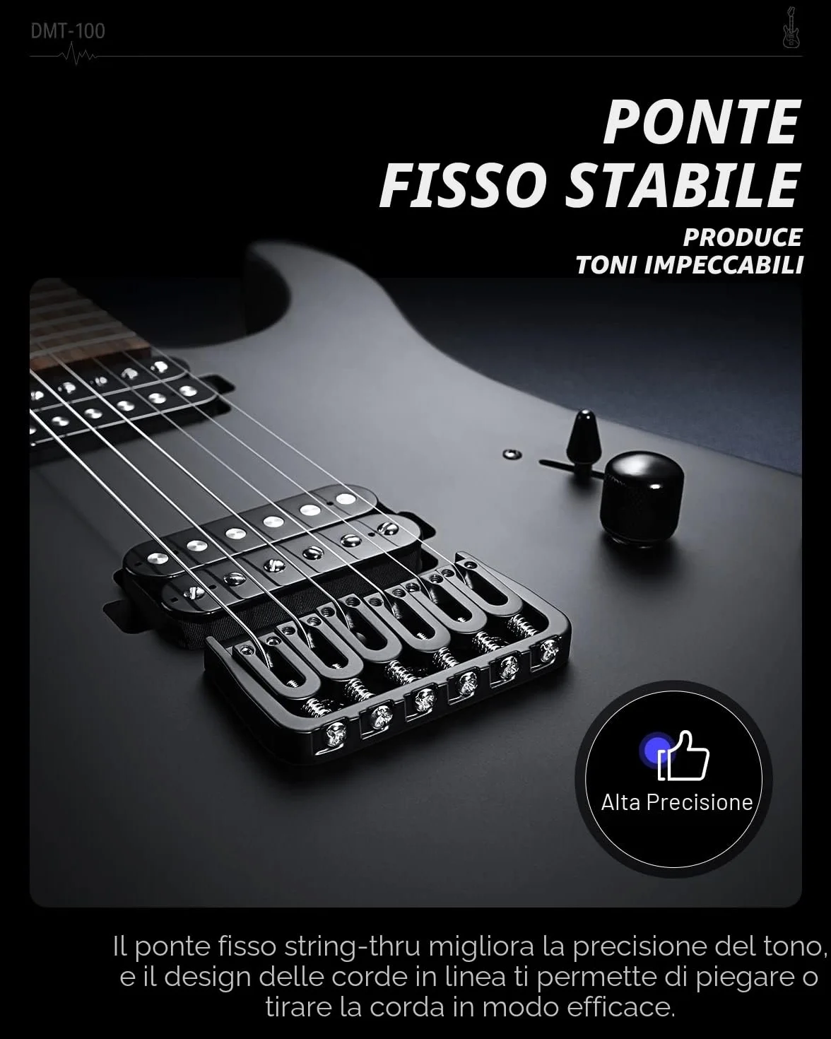 Donner Solid Body - Chitarra elettrica “DMT-100”, 39 pollici, in metallo, con pickup H-H, borsa, corde, cinghia, cavo, smorzatore, per gli amanti della musica rock (in nero)