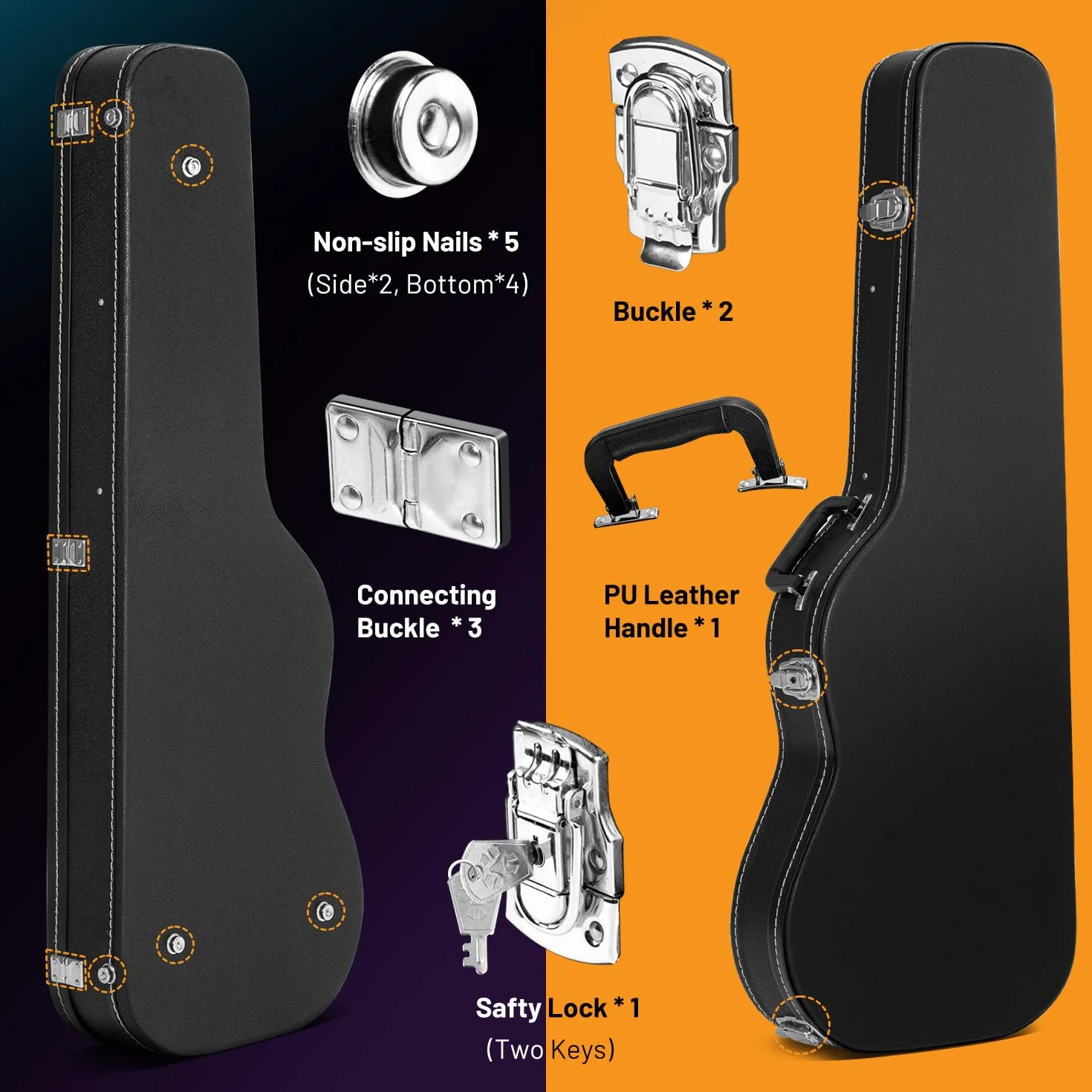 CAHAYA Custodia Rigida per Chitarra Elettrica Brosa per Chitarre Elettriche ST Astuccio con Imbottitura Spessa di 25mm con Serratura e 2 Chiavi CY0343