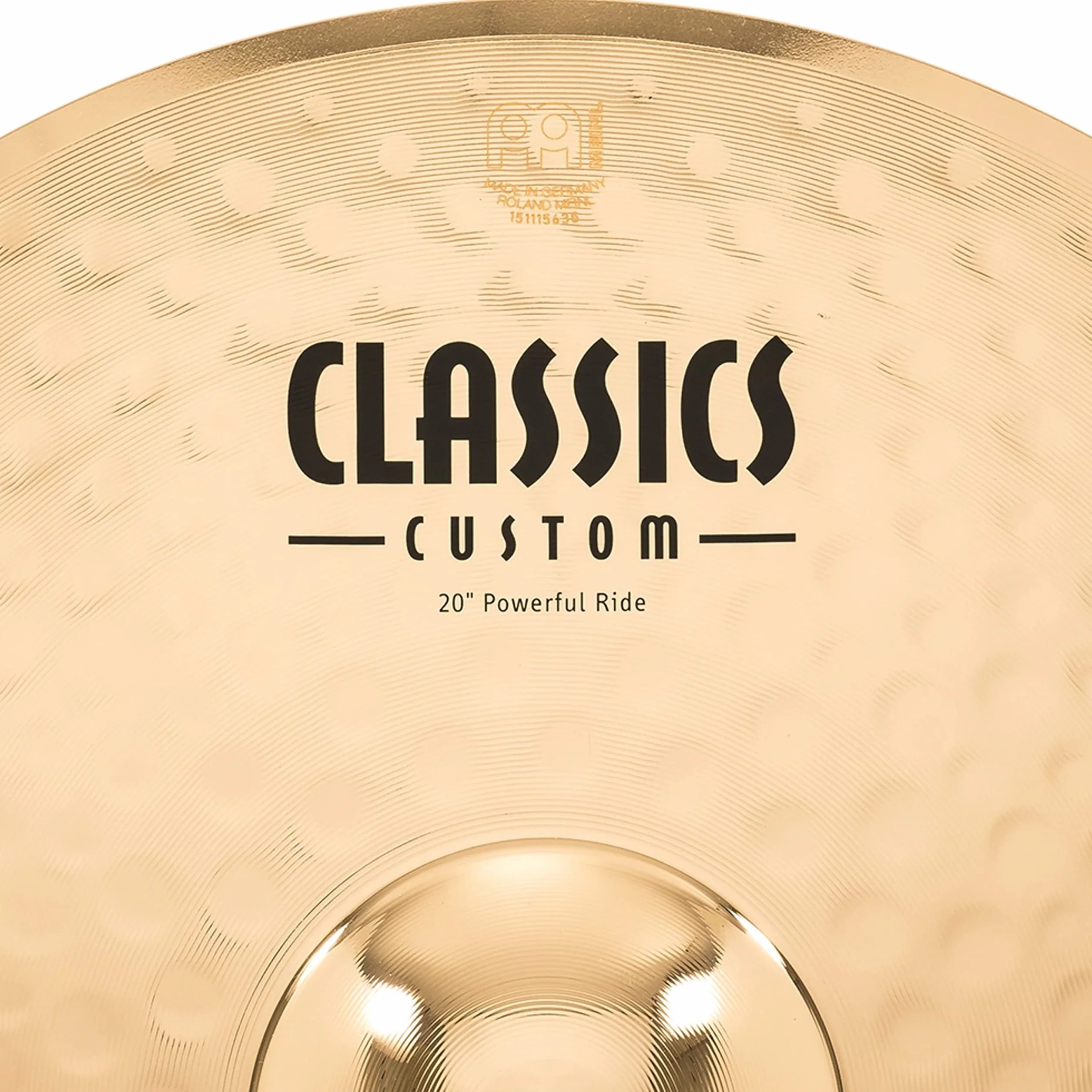 Meinl Cymbals Classics Custom Brilliant Piatto Powerful Ride 20 pollici (50,80cm) per Batteria - Bronzo B12, Finitura Brillante, Prodotto in Germania (CC20PR-B)