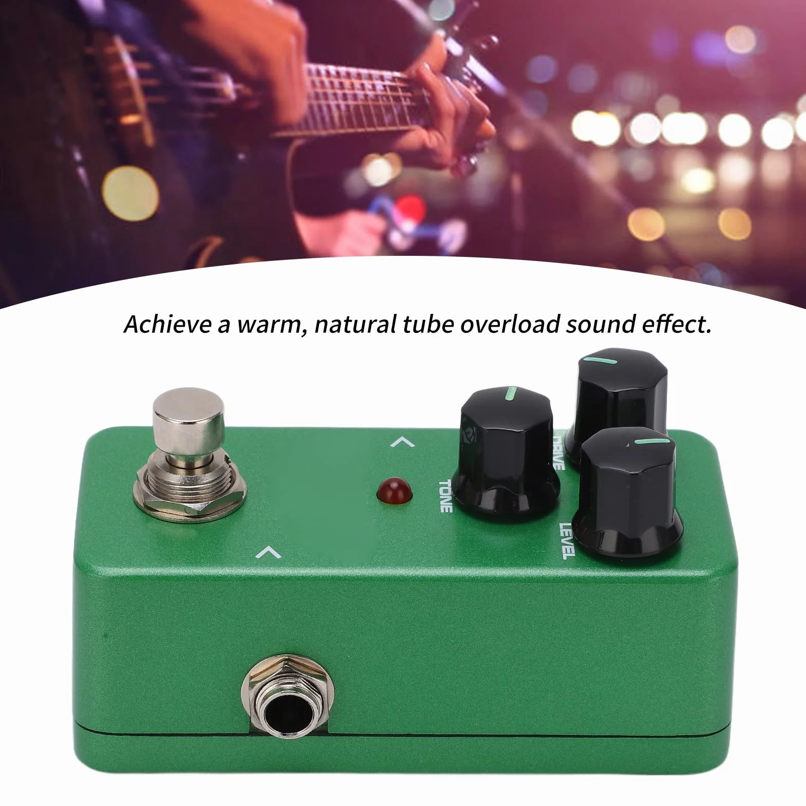 Pedale Effetti per Chitarra Pedale per Chitarra Elettrica Interruttore Overdrive Effetti Sonori Mini Effetti Singoli Accessorio per Strumenti Musicali Regolabili Full Metal Shell Green