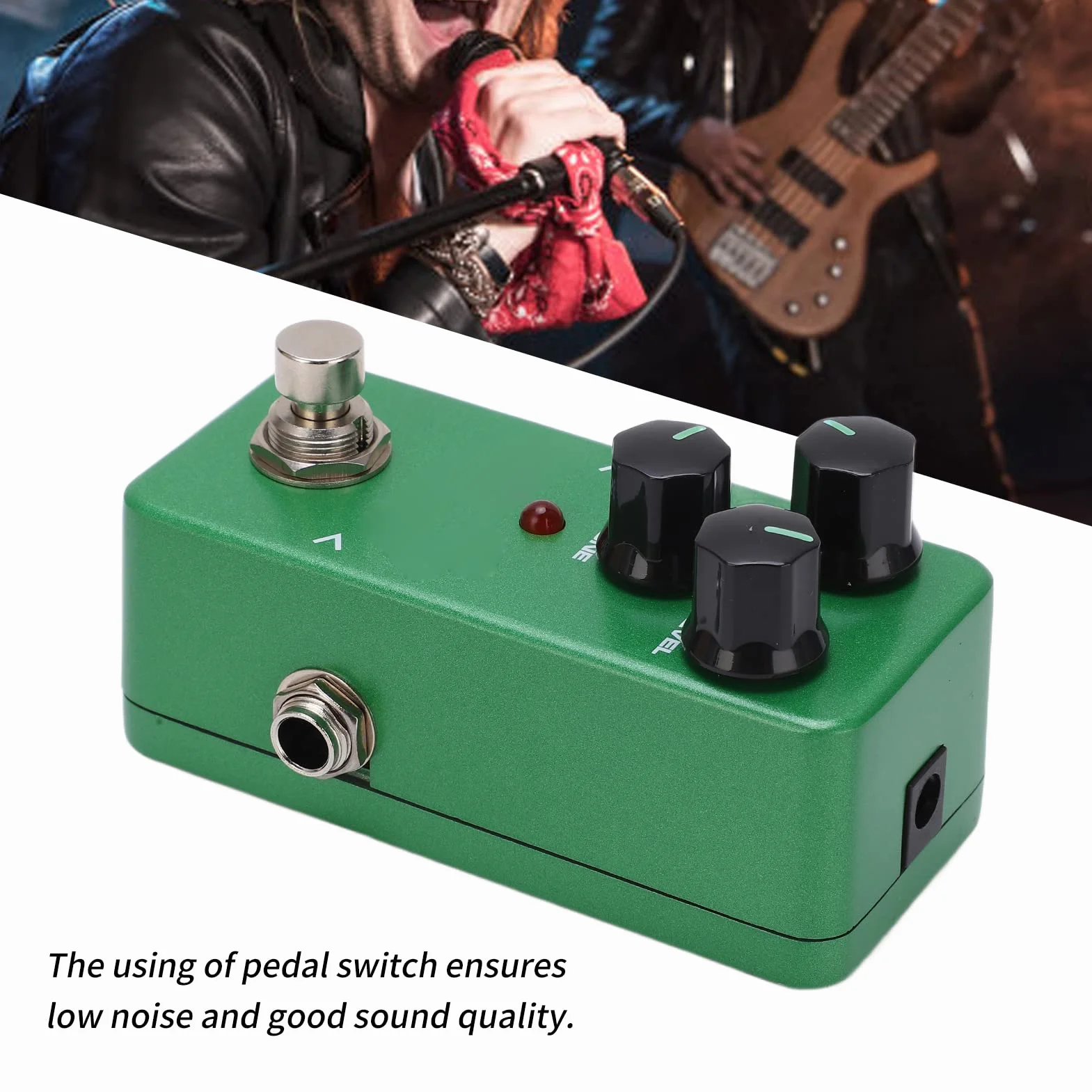 Pedale Effetti per Chitarra Pedale per Chitarra Elettrica Interruttore Overdrive Effetti Sonori Mini Effetti Singoli Accessorio per Strumenti Musicali Regolabili Full Metal Shell Green