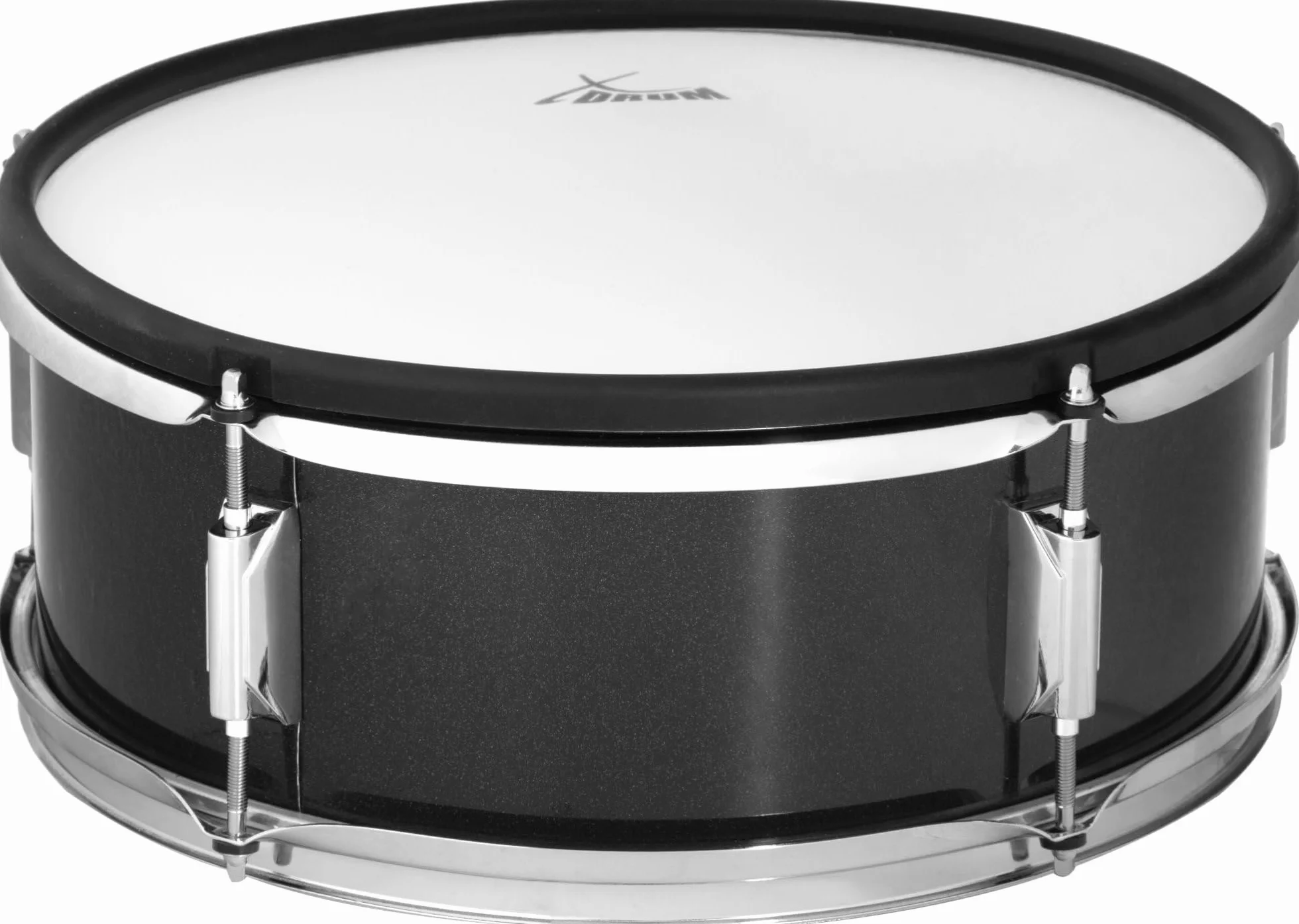 XDrum MP-14 Snare Drum Mesh Pad 14"x5,5" legno, doppia pelle mesh, trigger 2 zone per pelle e cerchio, protezione bacchette in gomma, superficie laminata, Black Sparkle.