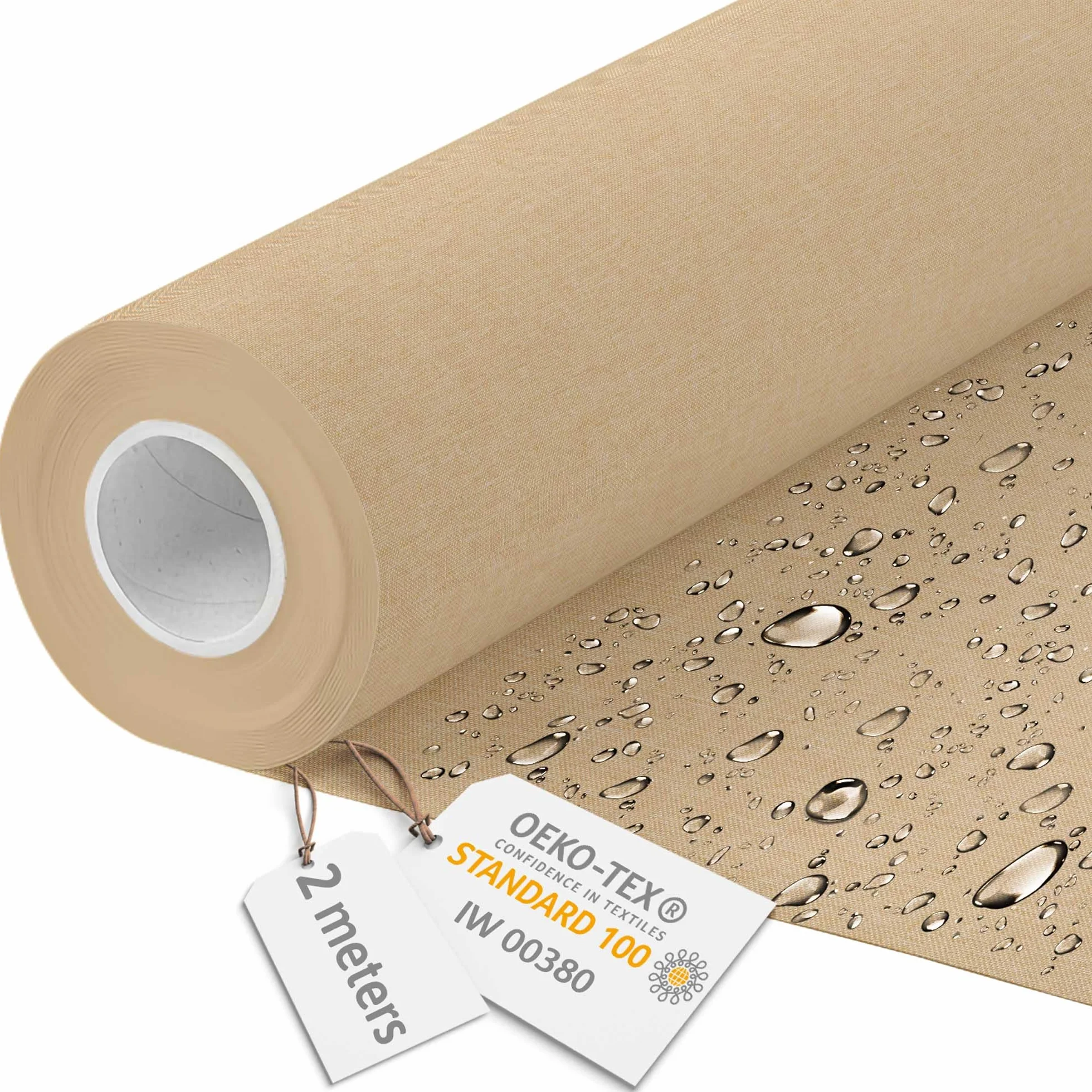 DreamRoots Tessuto Impermeabile al metro 160 cm, 220 g/m² 600D, Stoffa a Metro per Cuscini Esterni Desert sand 2M
