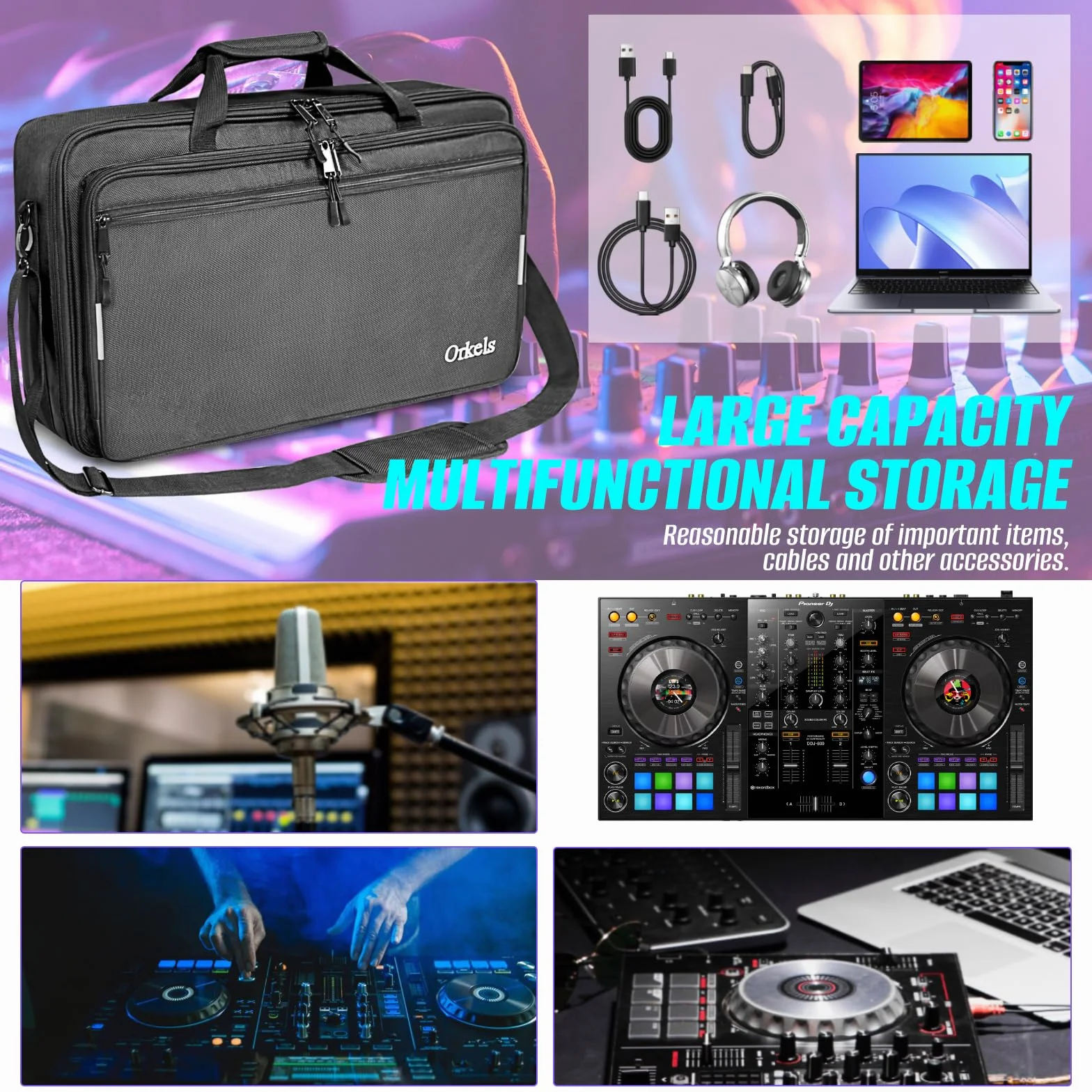 SUNDOY Borsa imbottita per controller DJ DDJ-FLX10, DDJ-GRV6, DDJ-REV5, DDJ-REV7, DDJ-FLX6-GT, DDJ-800, XDJ-RR, DDJ-1000SRT, RX, S8, DDJ SX, SX2, SX3, Inpulse 500
