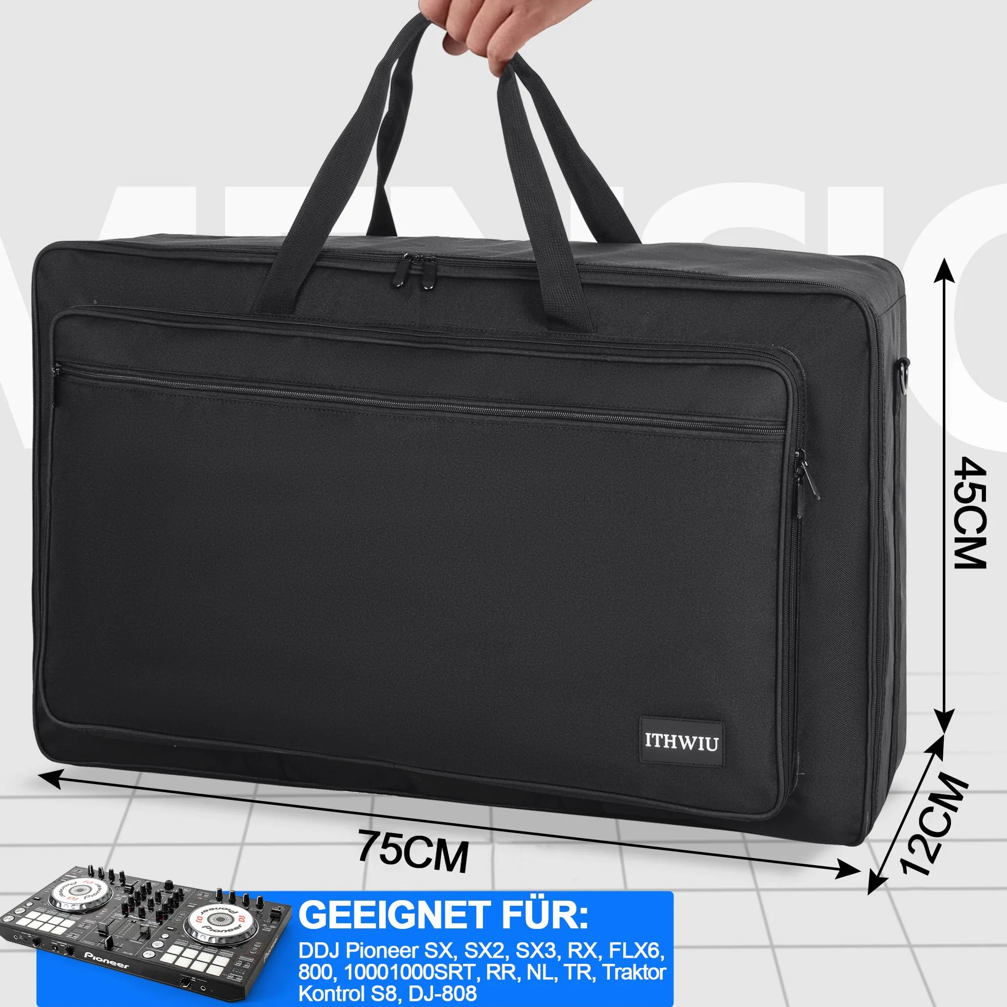 OUUTMEE Custodia portatile per controller DJ,75 x 45 x12 cm,Borsa portatile,Nero