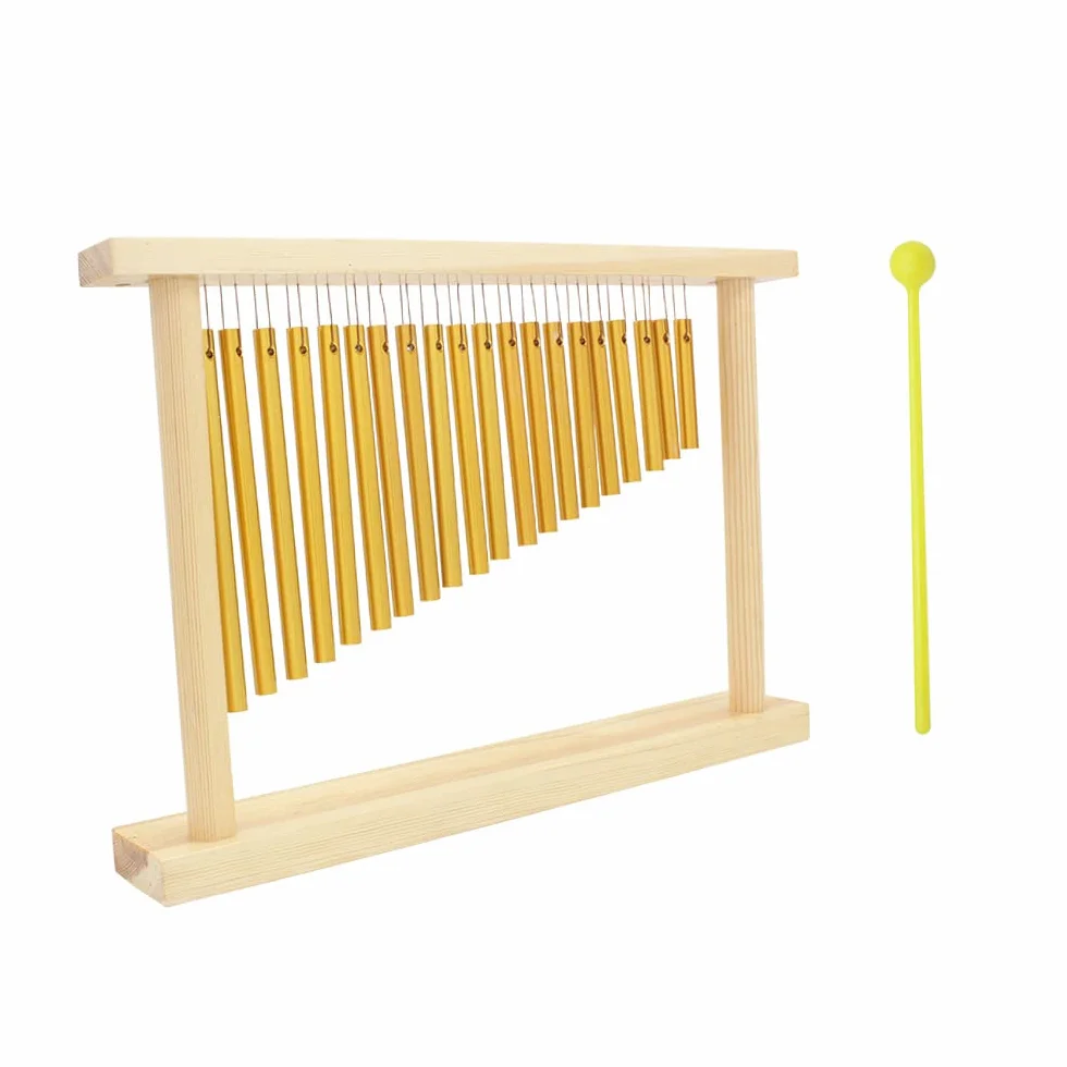 Bar Campane Tubolari Chimes 20-Tone Table Top Musicale Percussione Strumento con Legno Posizione Stick