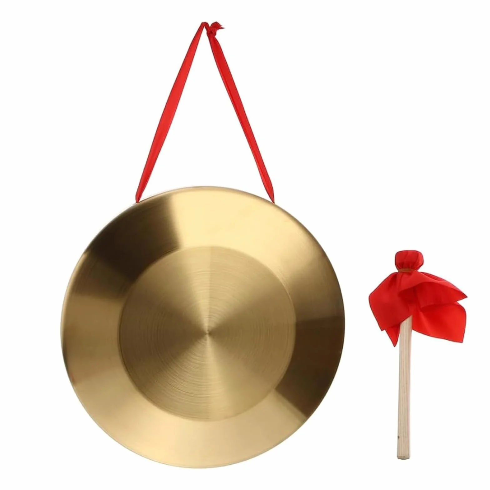 32cm Gong con Mazzetto, Gong Strumento a Percussione in Rame, Strumento a Percussione da Cappella, Tam Tam Gong Tradizionale Cinese Strumento a Percussione n Rame Decorativo per Casa Ufficio Dorato