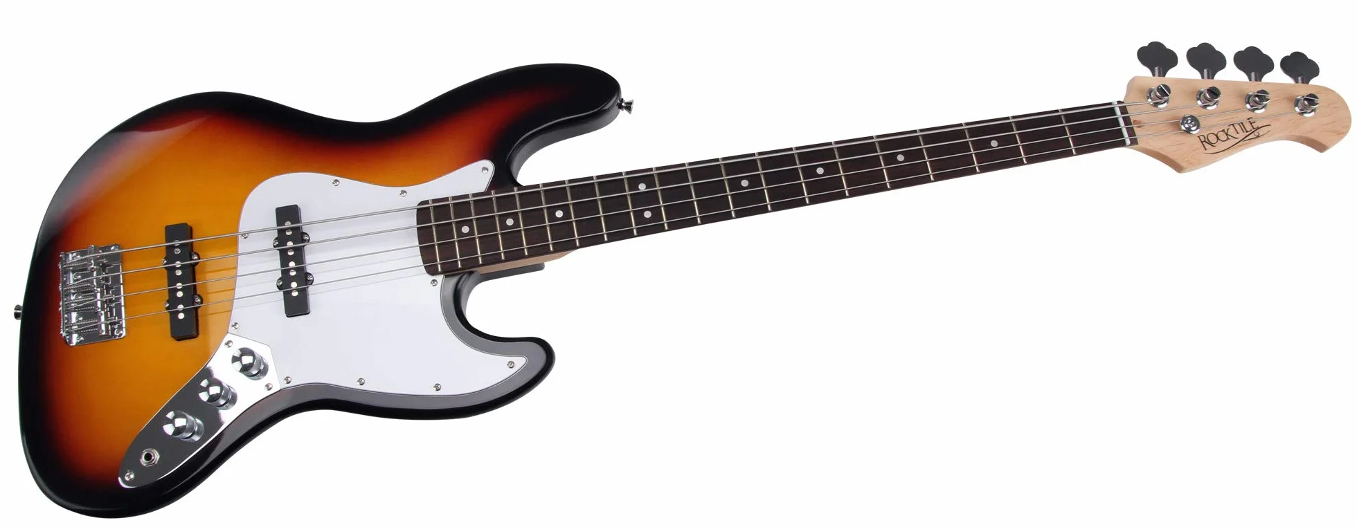 Rocktile Fatboy II SB E-Bass Sunburst - Jazz-Style E-Bass - 2 Single Coil Pickup - Corpo: Tiglio - Tastiera: Palissandro - Mensola: 34" Longscale - Sunburst