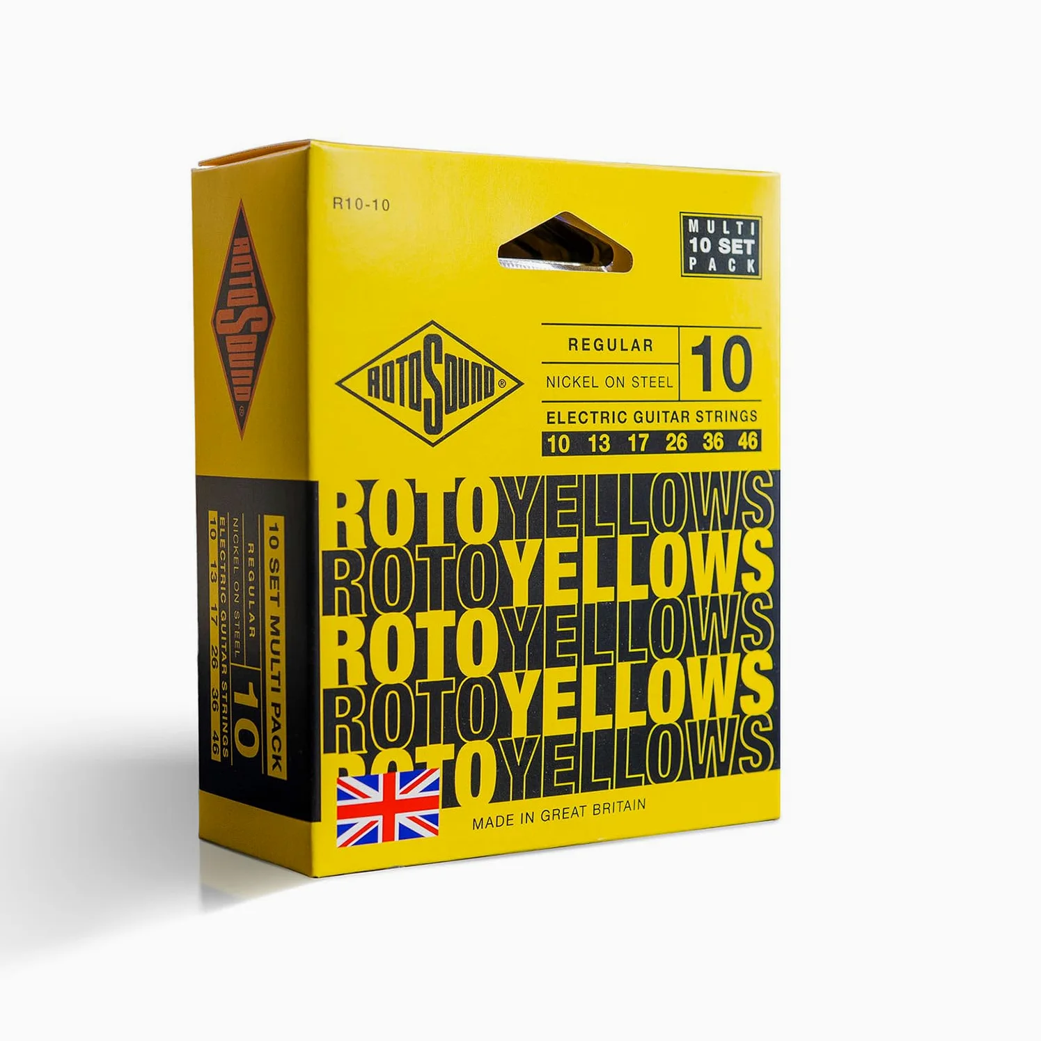Rotosound R10-10 (Roto Yellows) Corde per chitarra elettrica, confezione da 10