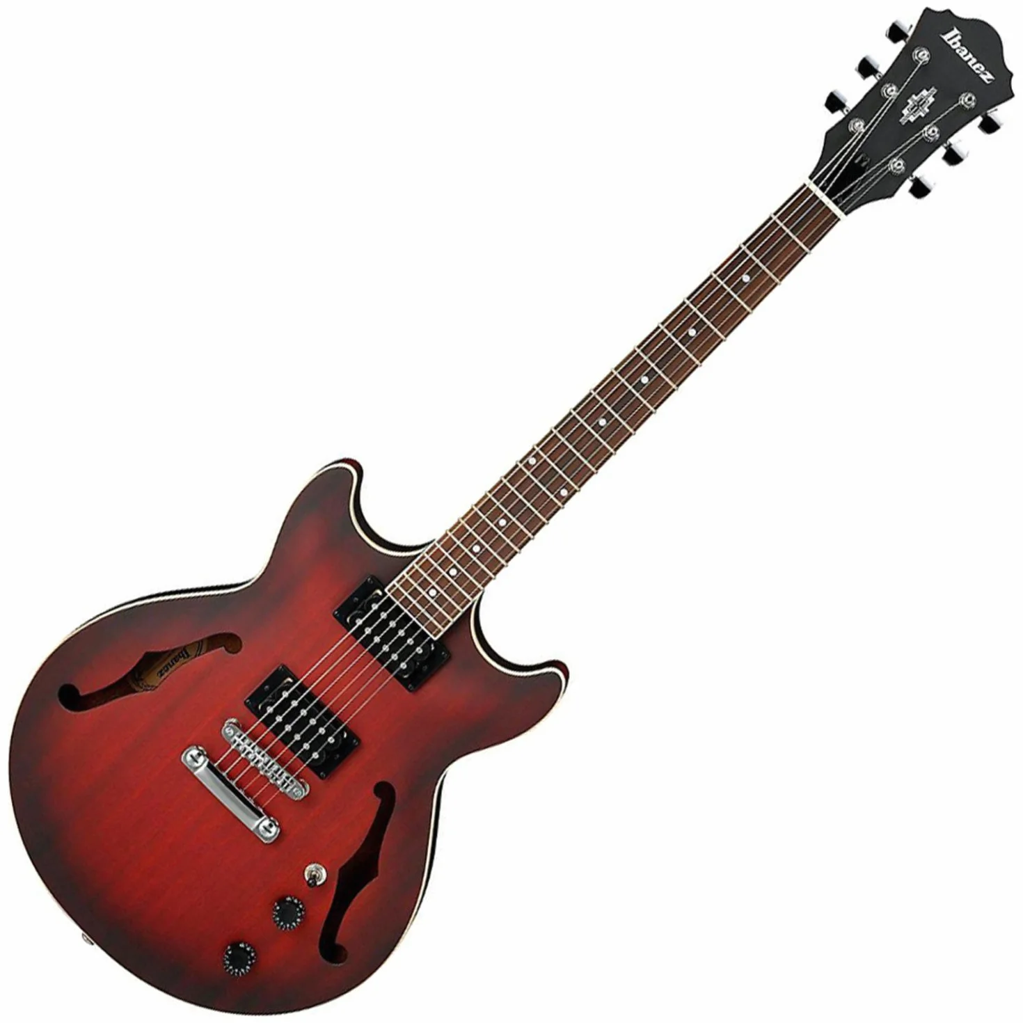 Ibanez Artcore 6 corde semi-cava corpo chitarra elettrica, destra, Sunburst rosso, piatto completo (AM53SRF)