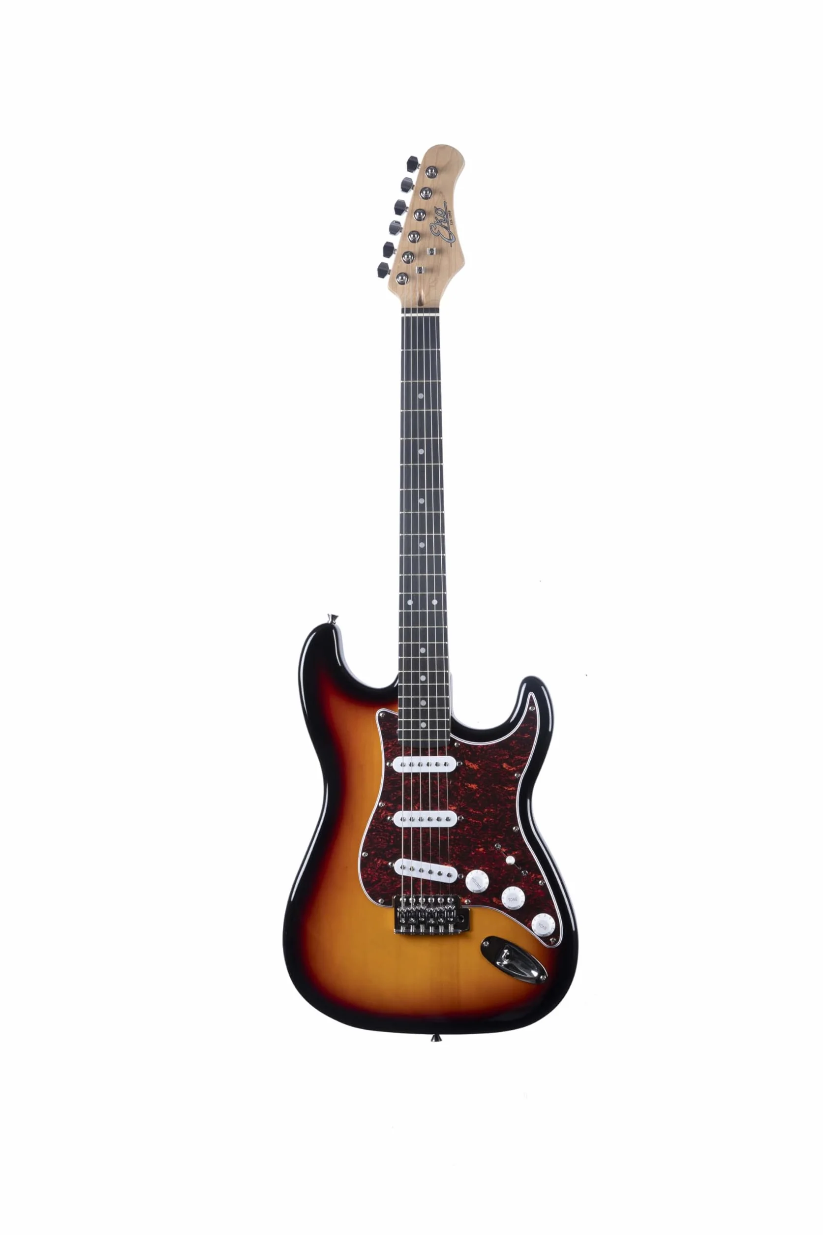 EKO GUITARS - Chitarra Elettrica ST‑100, Corpo Pioppo, Manico Acero, Tastiera Laurel, 3 Pickup Single‑Coil, Ponte Tremolo, 22 Tasti, Colore Sunburst