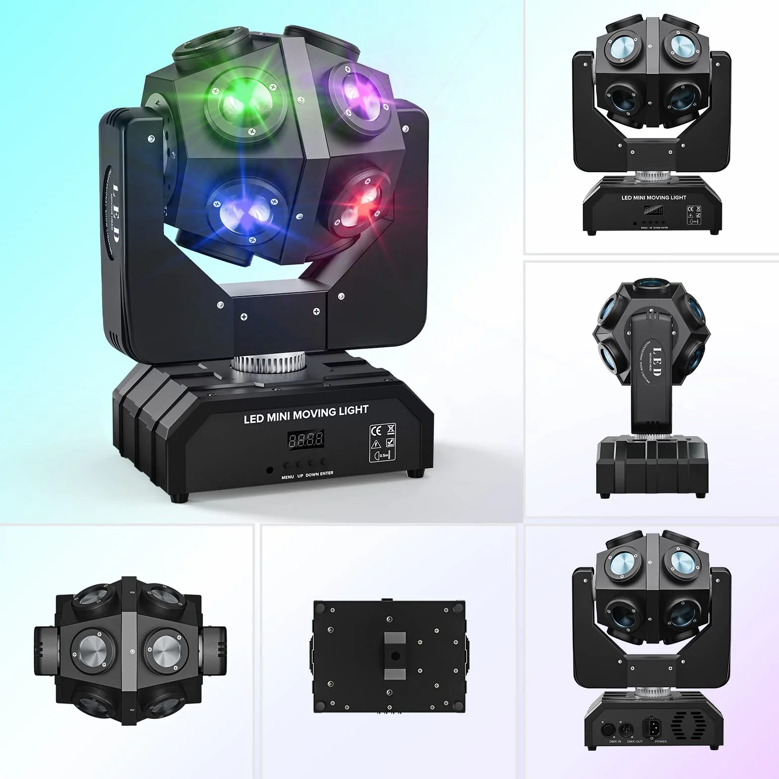 150W Teste Mobili LED RGBW 4 in 1 Moving Head Beam Rotazione a 360°Moving Head Beam Palcoscenico Lampada Sound-attivato Adatto per l'uso domestico nel bar del club della festa di Halloween-2PCS