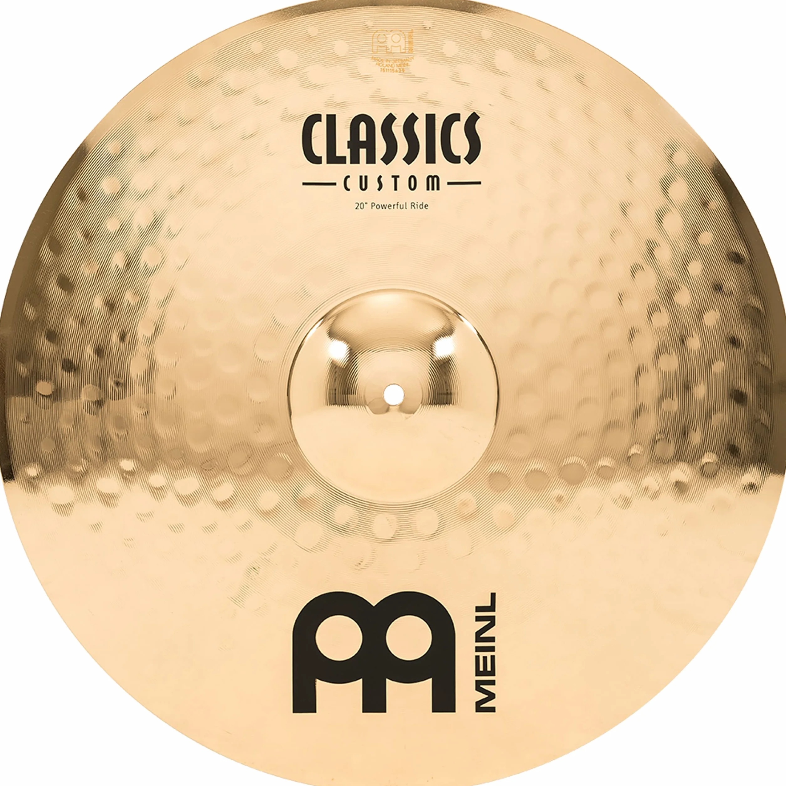 Meinl Cymbals Classics Custom Brilliant Piatto Powerful Ride 20 pollici (50,80cm) per Batteria - Bronzo B12, Finitura Brillante, Prodotto in Germania (CC20PR-B)