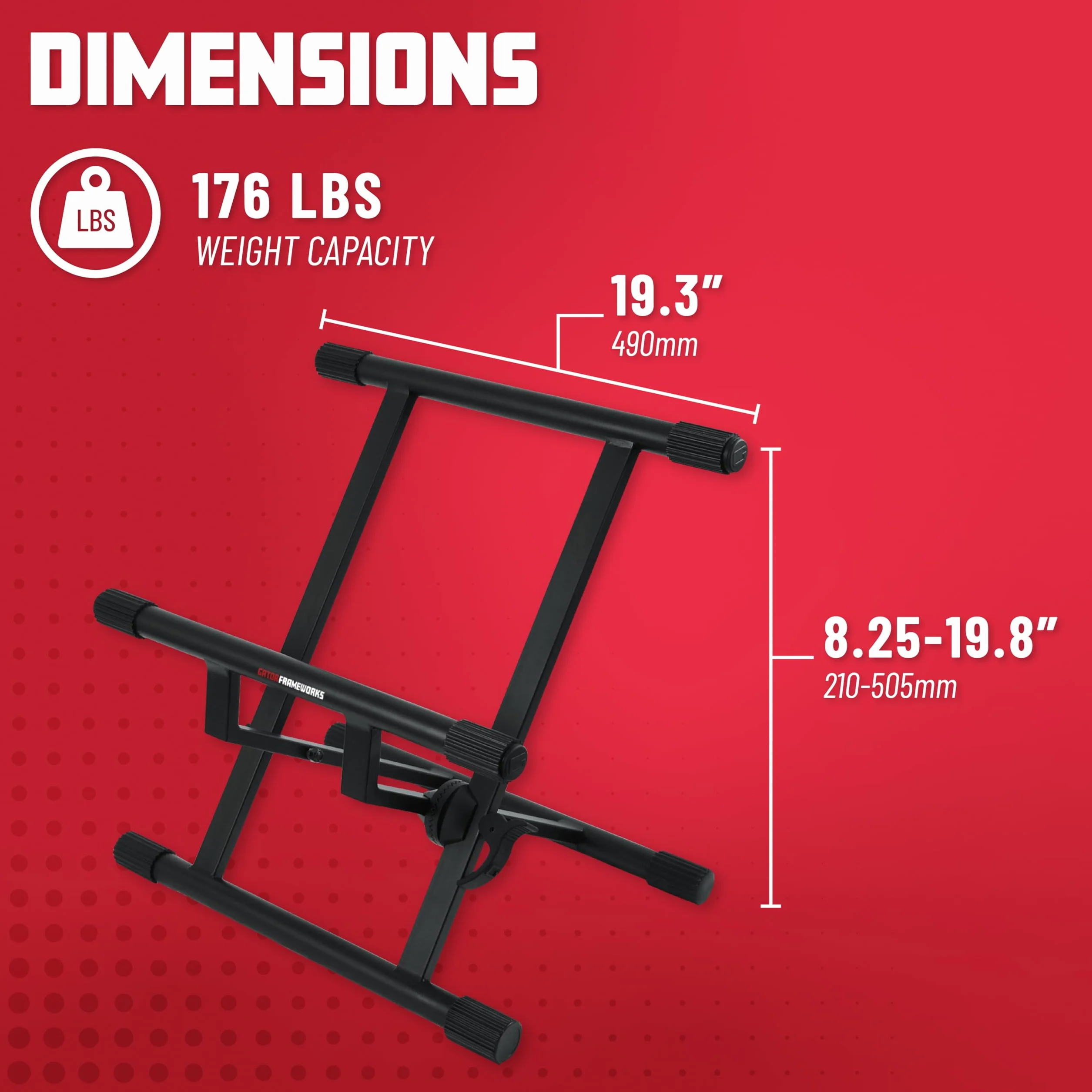 GATOR FRAMEWORKS – Supporto per Amplificatore Combo | Design Pieghevole, Struttura in Acciaio, Piedini Livellatori in Gomma, Capacità Fino a 80 kg (GFW-GTR-AMP)