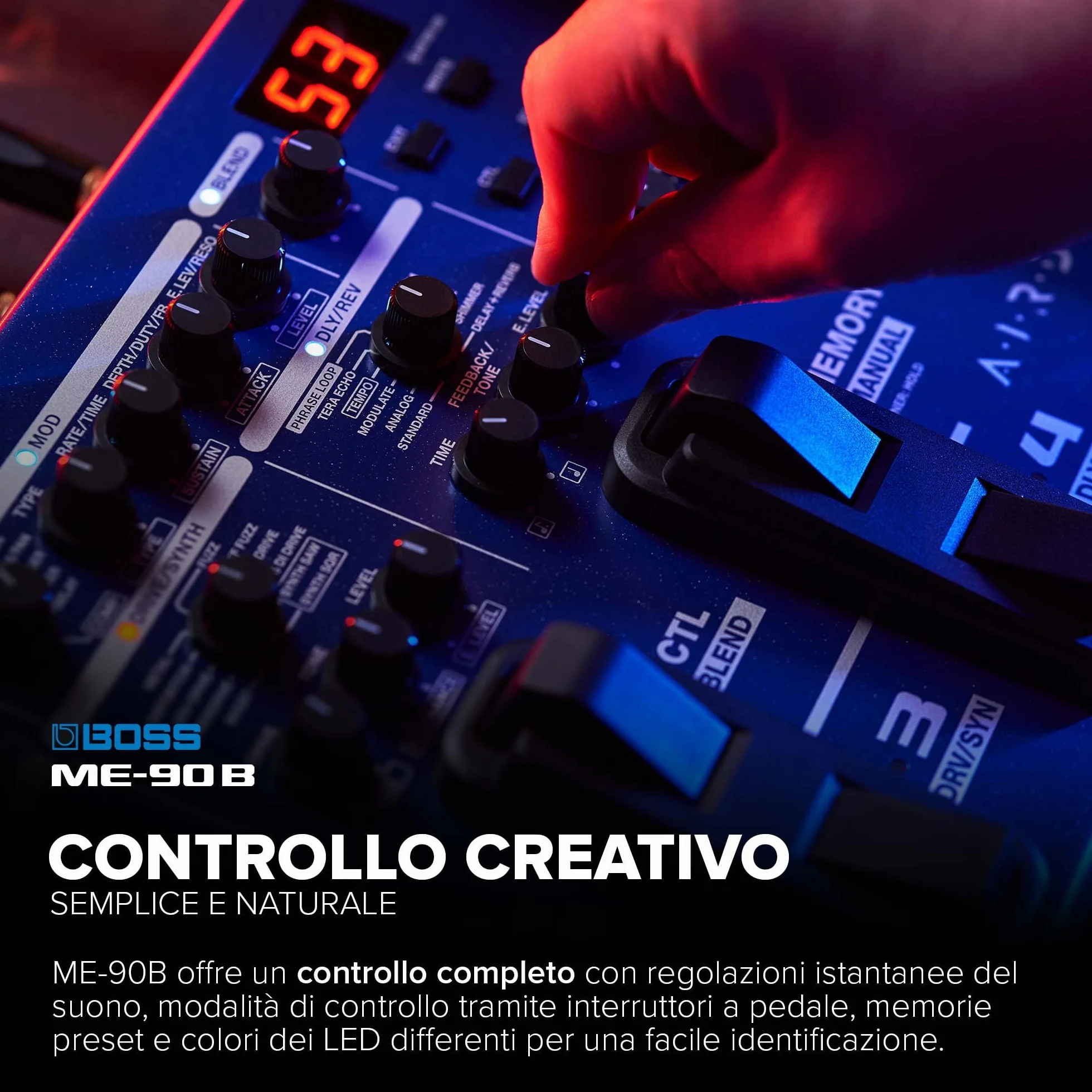 Multi-Effetto per Basso BOSS ME-90B | Processore Completo per il Basso | 10 Modelli di Ampli AIRD Interni | 61 Effetti derivati dalla Libreria di Effetti per Basso BOSS